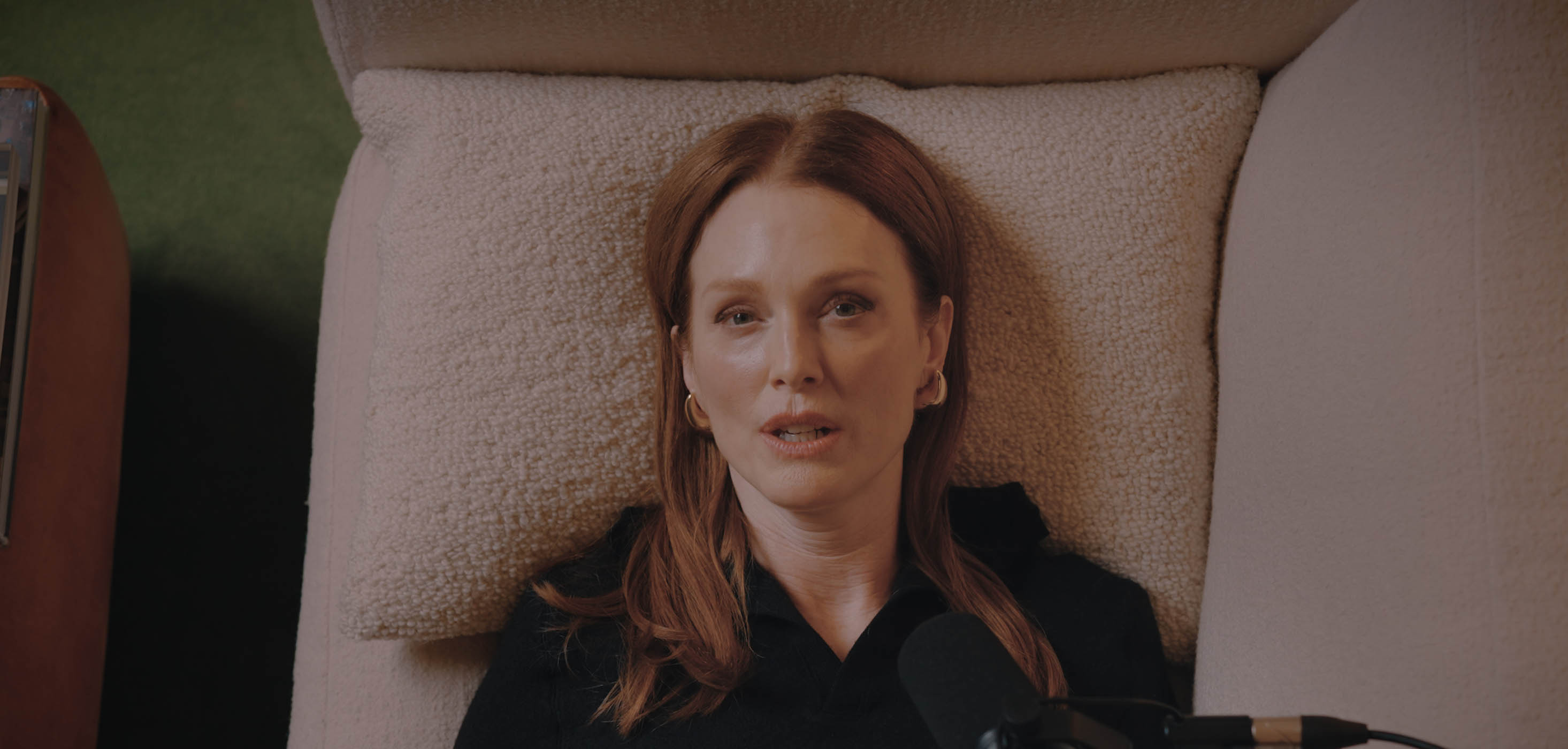 Julianne Moore on the couch, 12 March 2025: ‘I’m an anxious packer. I think about packing, you know, as it becomes imminent, as it’s on my horizon, and I start to really, really worry as if it were a task I won’t be able to complete.’