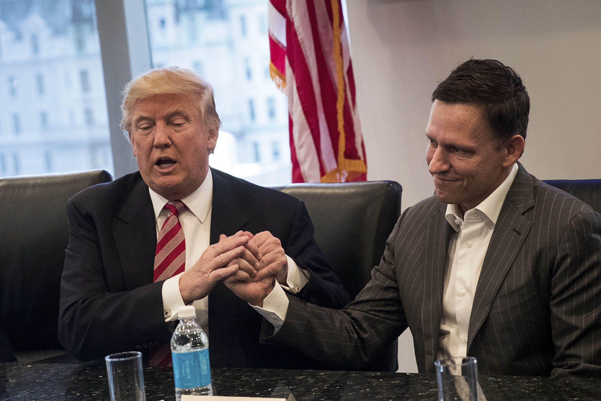 Donald Trump and tech tycoon Peter Thiel in 2016