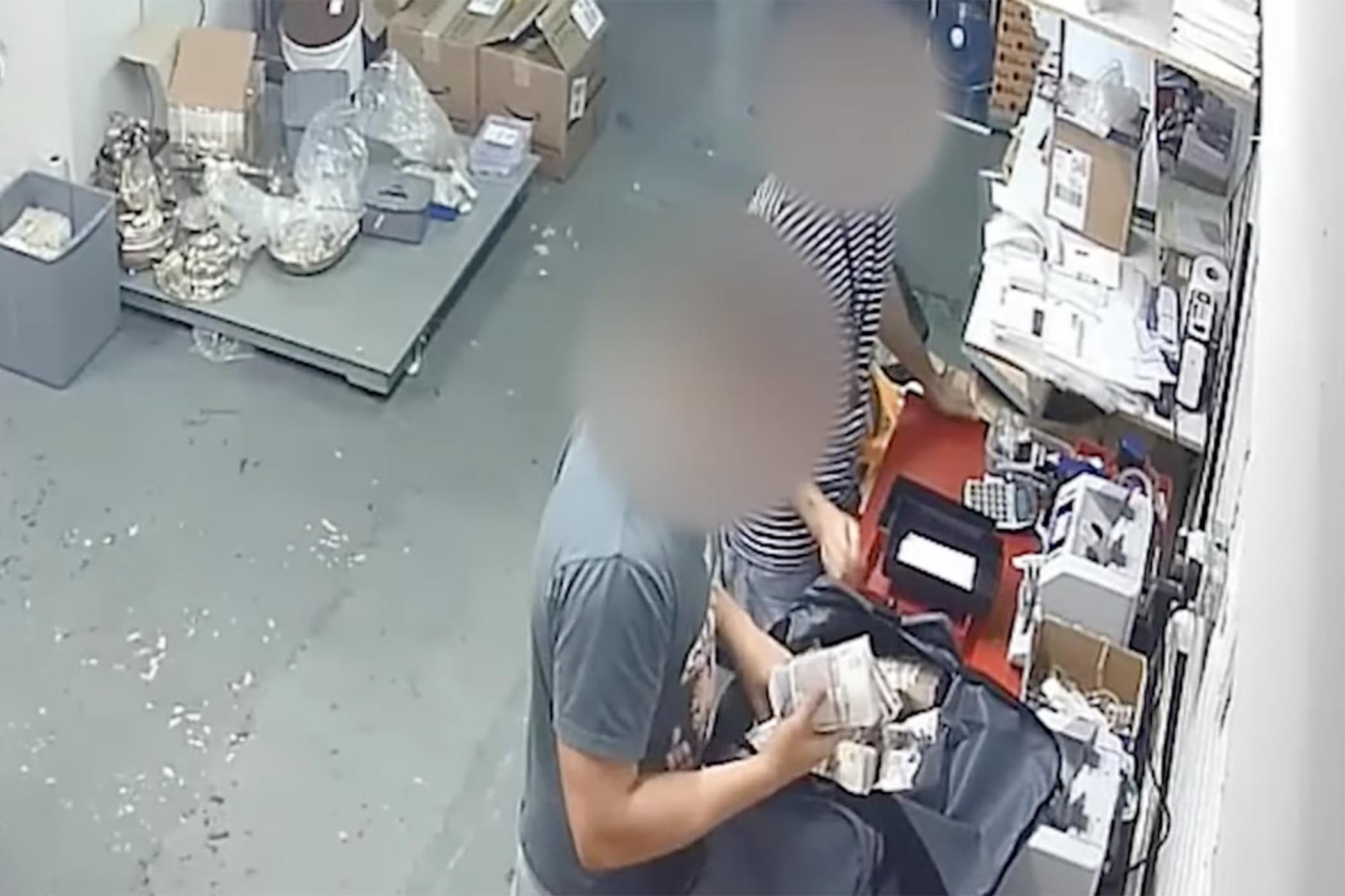 Footage released by police shows how the men stored cash