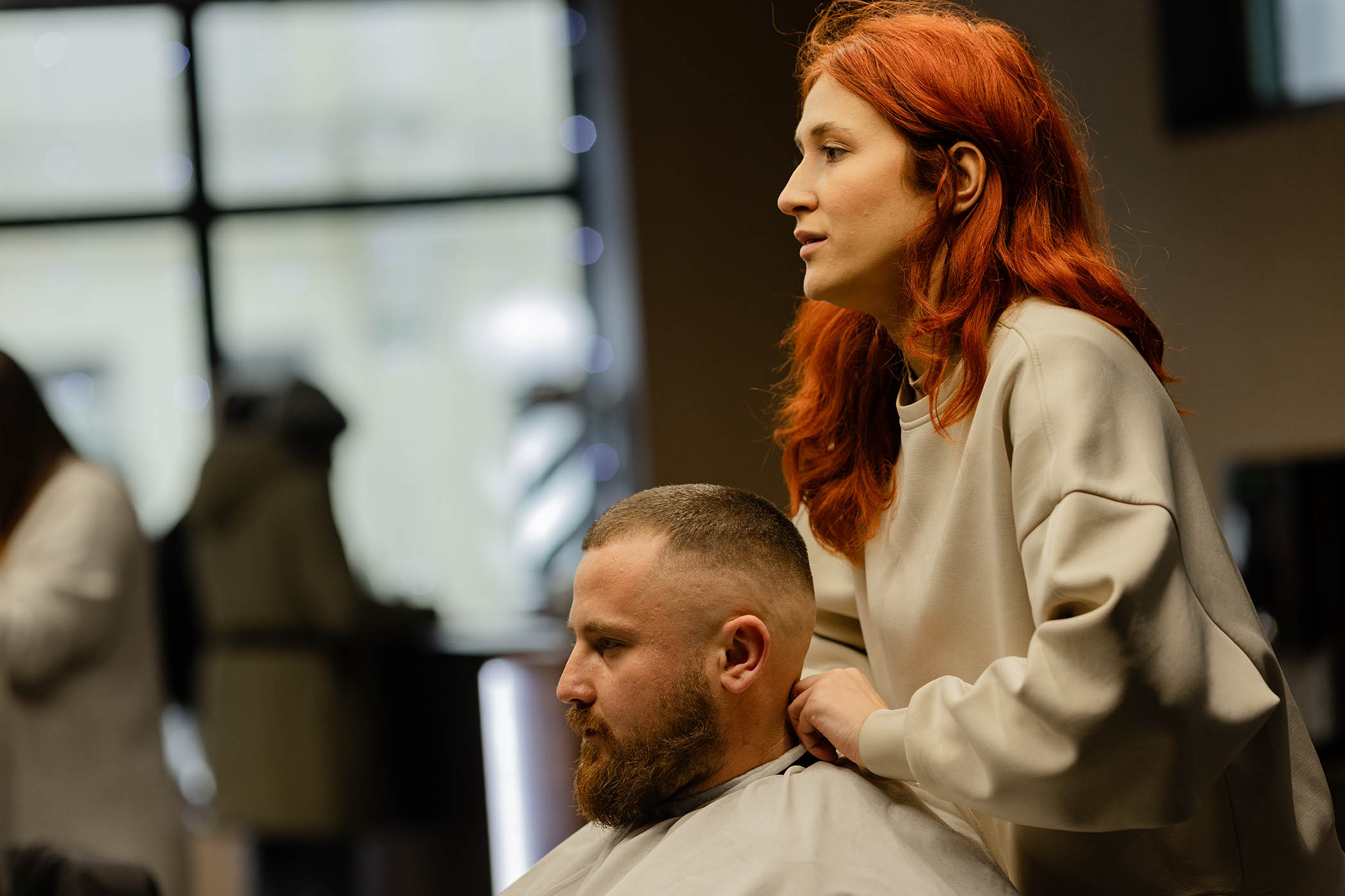 The Legion barber shop, which remains open as the siege goes on. Many of its clients are Ukrainian soldiers