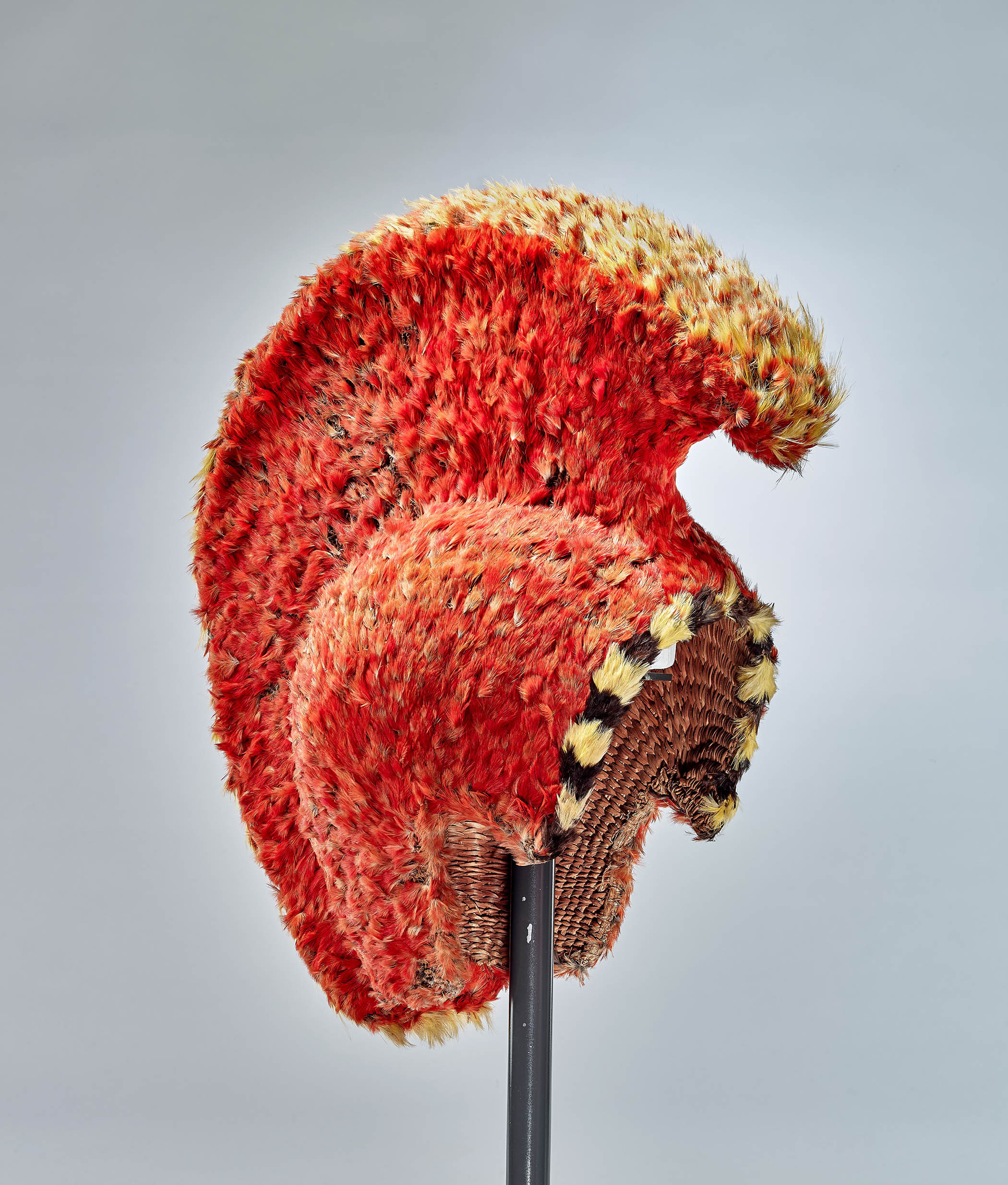 A feathered Hawaiian headdress