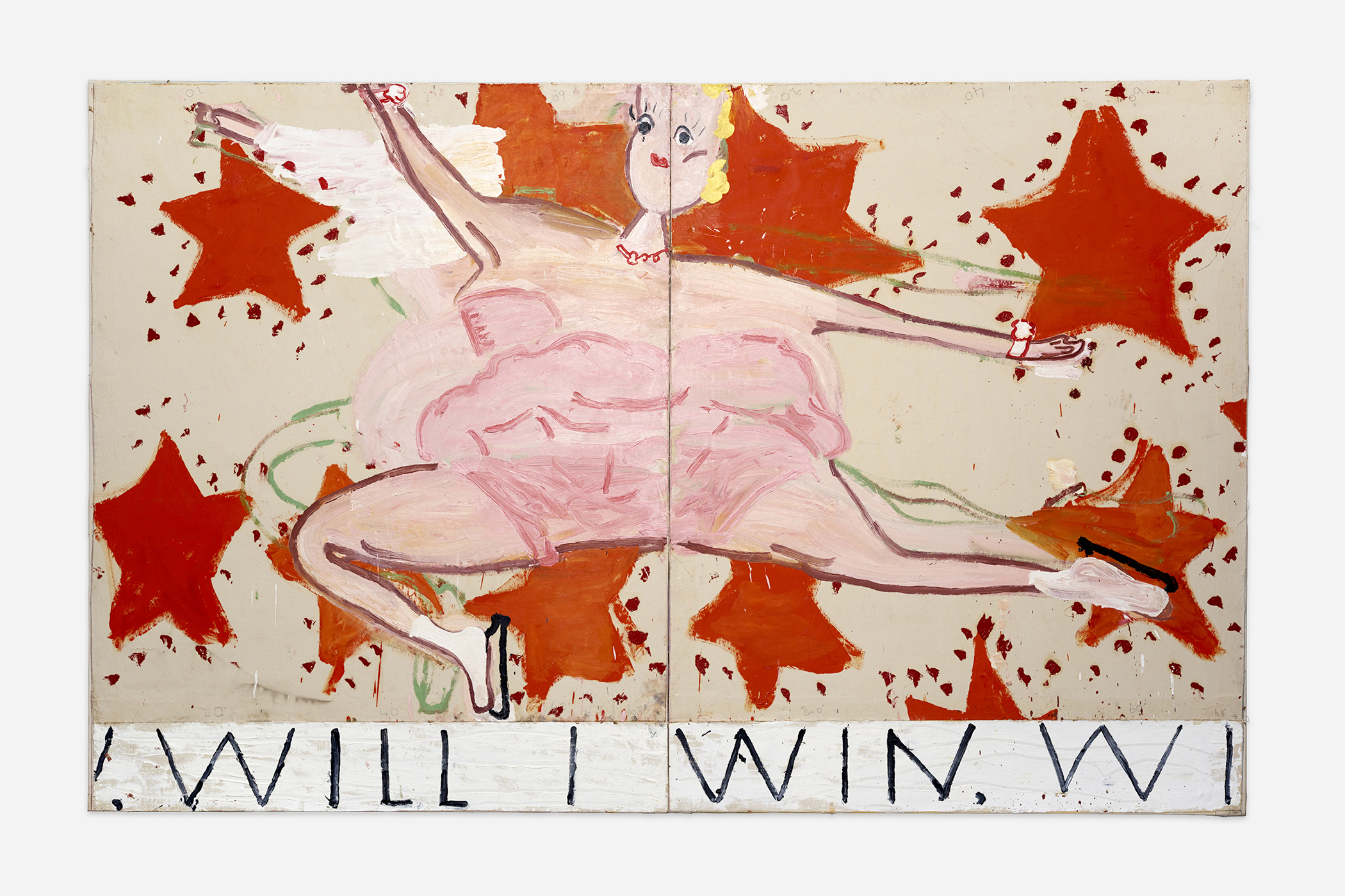 Pink Skater (Will I Win, Will I Win), 2015 by Rose Wylie