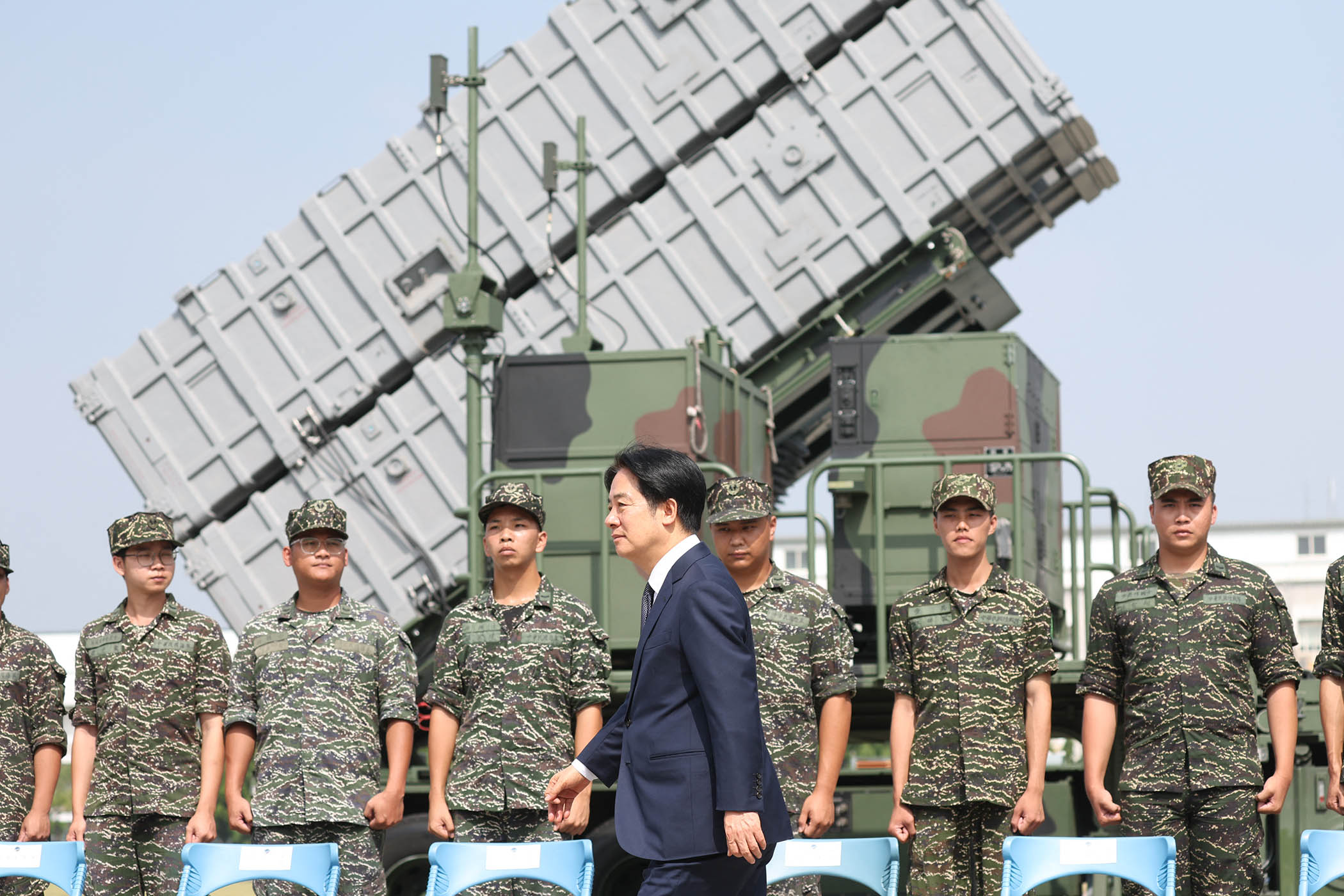 Taiwan’s president Lai Ching-te visits a naval base after Chinese military drills in October 2024.
