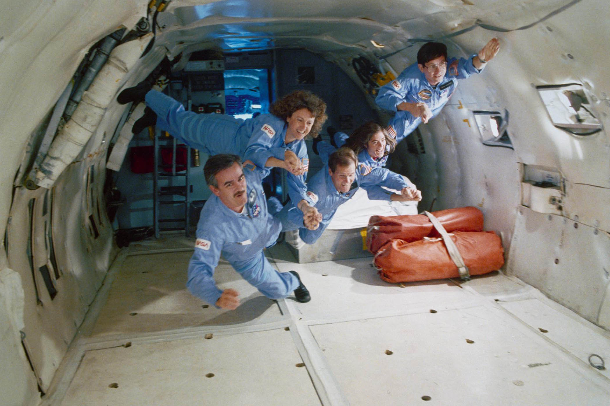 Astronauts in training in 1985