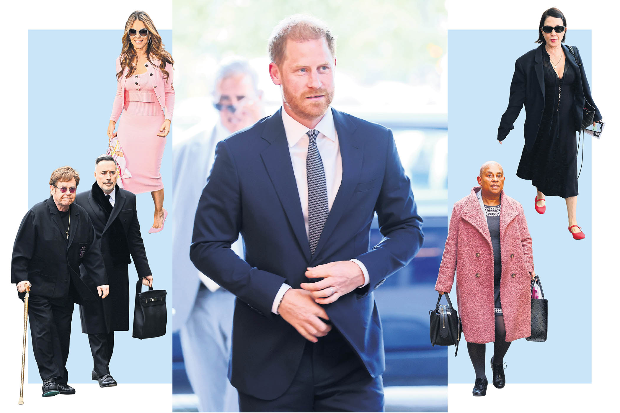Prince Harry, Elton John and David Furnish, Elizabeth Hurley, Sadie Frost and Doreen Lawrence are bringing a civil claim against the publishers of the Daily Mail