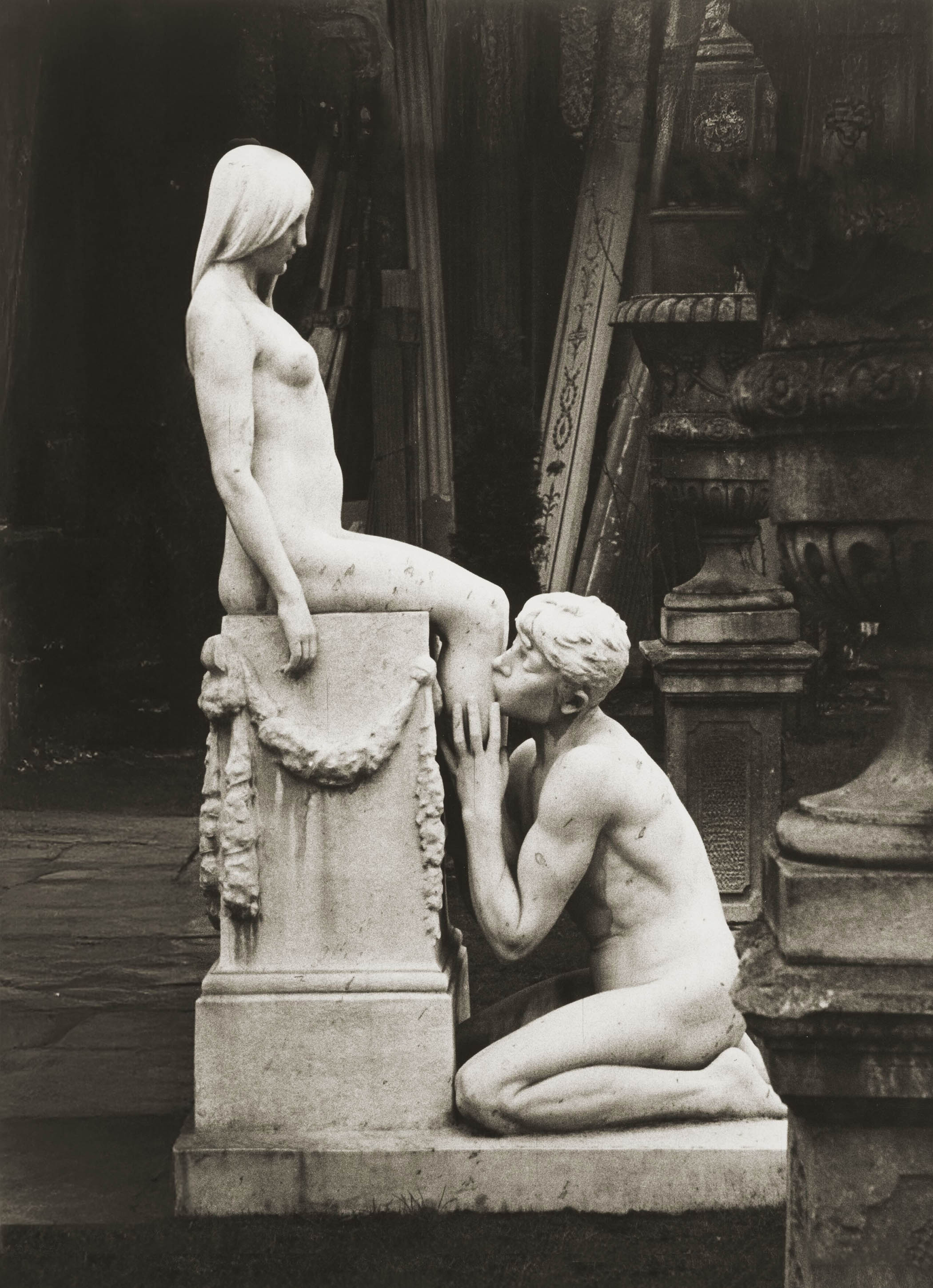 A statue in a reclamation yard in London, from 1963
