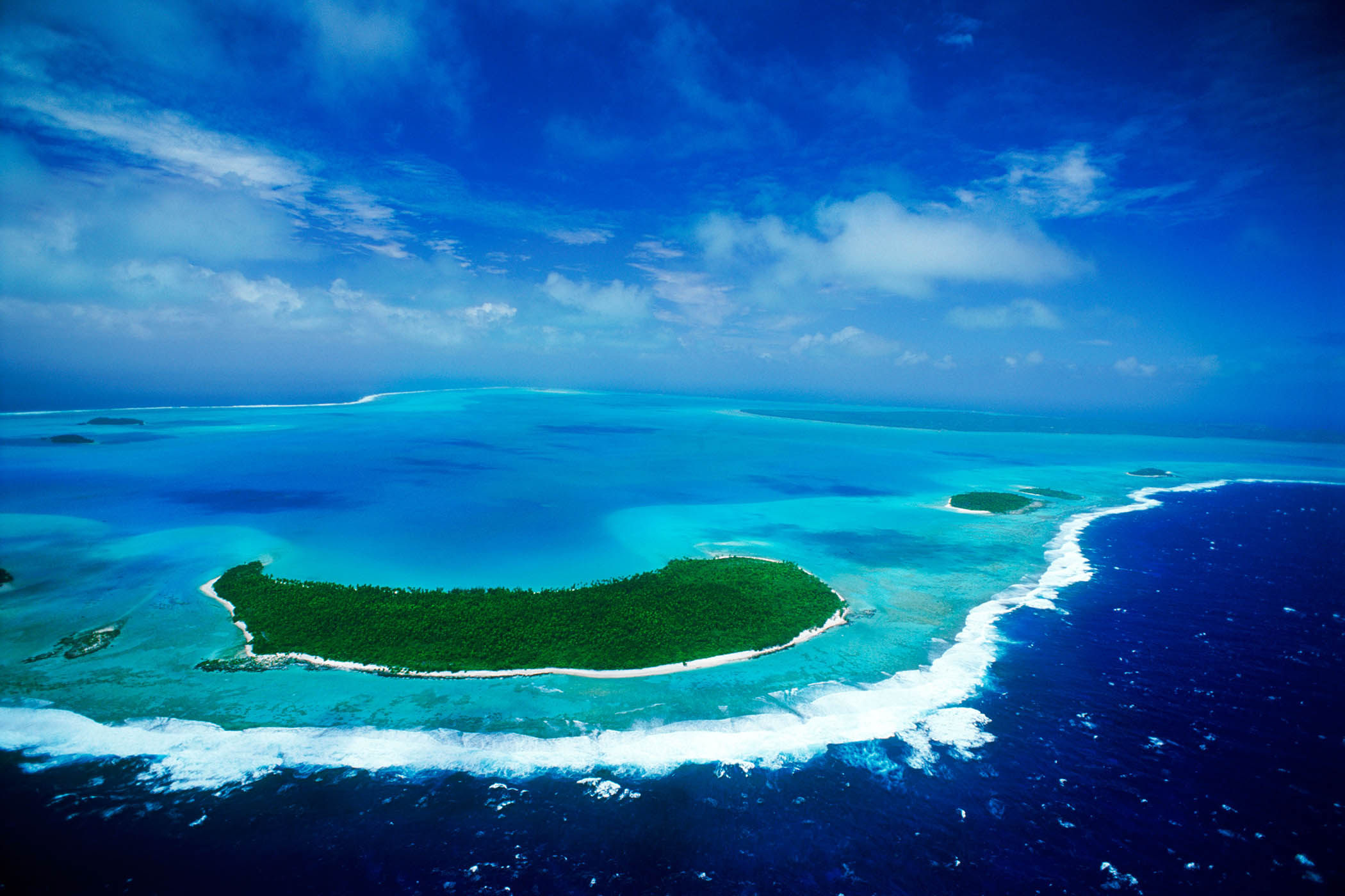 The Aitutaki atoll and lagoon in Cook Islands South Pacific, a potential Chinese deep-sea mining region