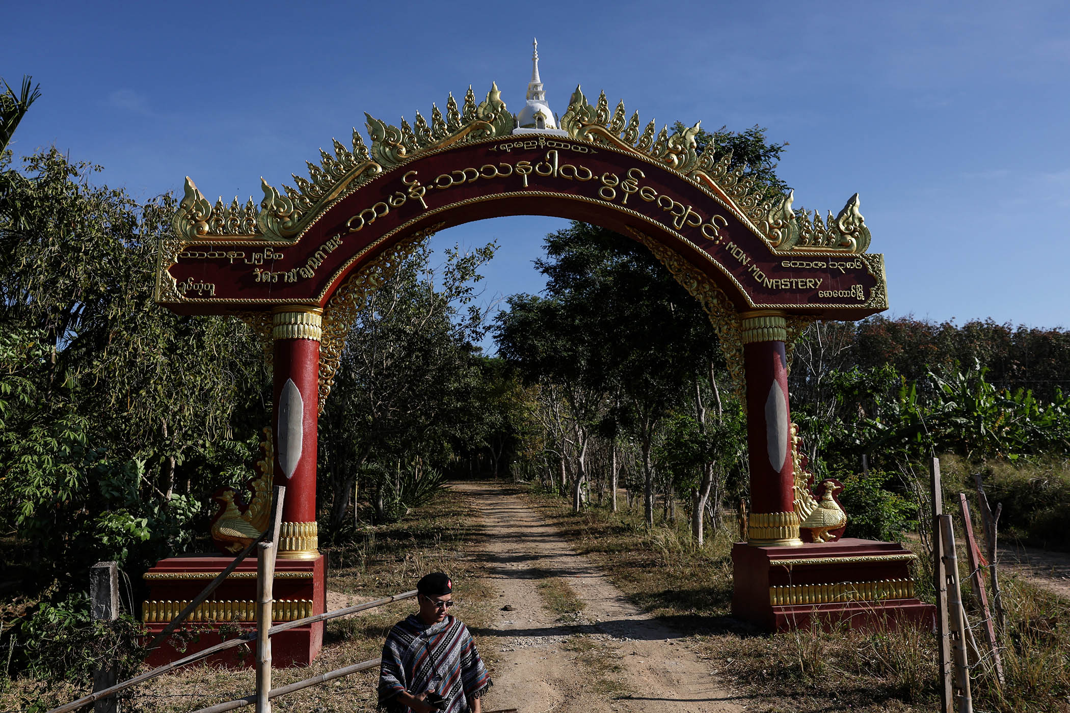 Ko Sea, a major in the People’s Defence Force, at a Mawdaung monastery hit by air strikes