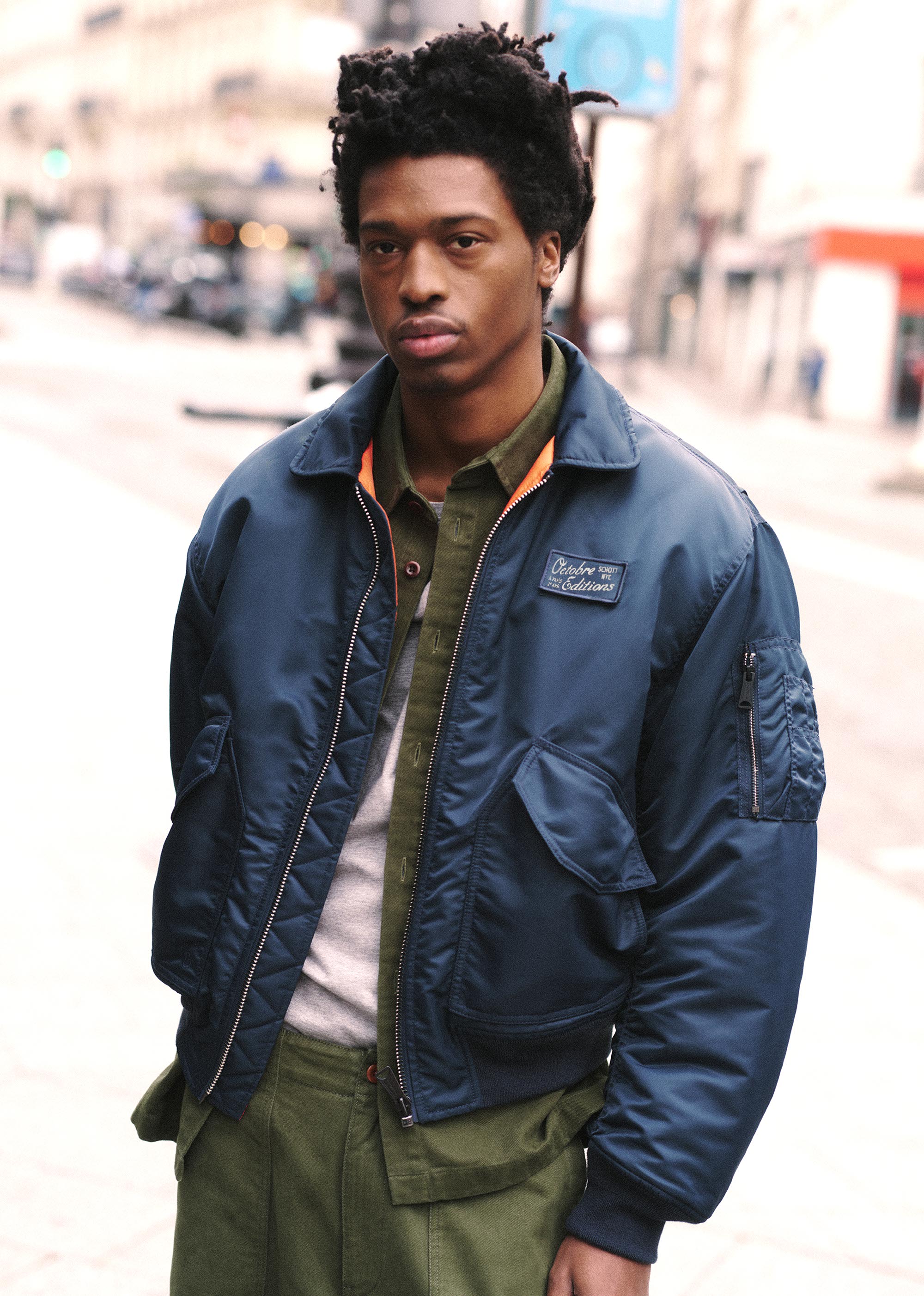 REACH FOR THE SKYIn anticipation of the warmer and dryer (fingers crossed) months of spring, Paris-based Octobre Éditions and New York brand Schott have collaborated on a versatile new bomber jacket. Born in the cockpits of the 1950s to equip US Air Force pilots, Schott’s jackets were designed to withstand speed, altitude and extreme conditions. Octobre Éditions pays tribute to this military style, creating a wearable and gender-neutral design that has been updated with spacious pockets, a custom patch and durable recycled nylon fabric. £235, Octobre Éditions