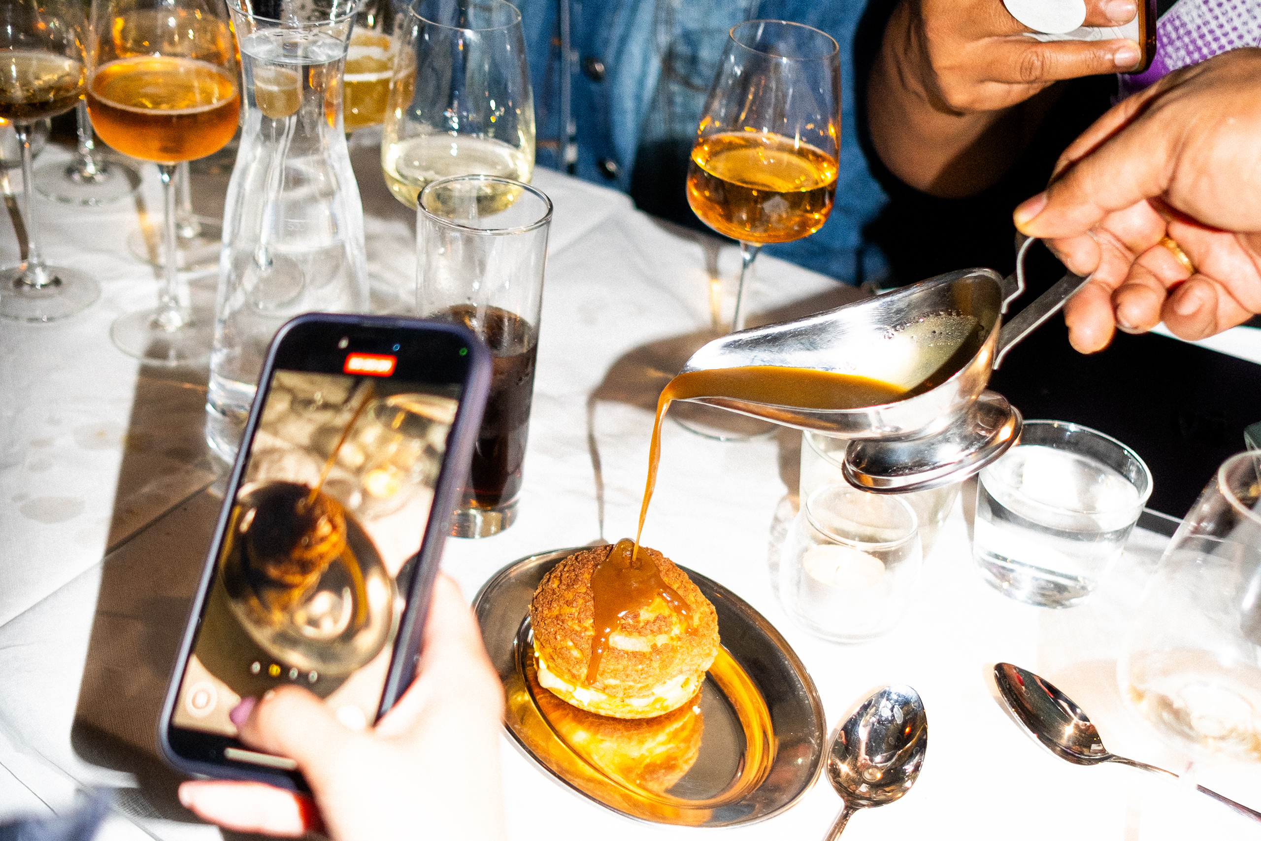 The profiterole drizzed with a fish-sauce caramel at Belly