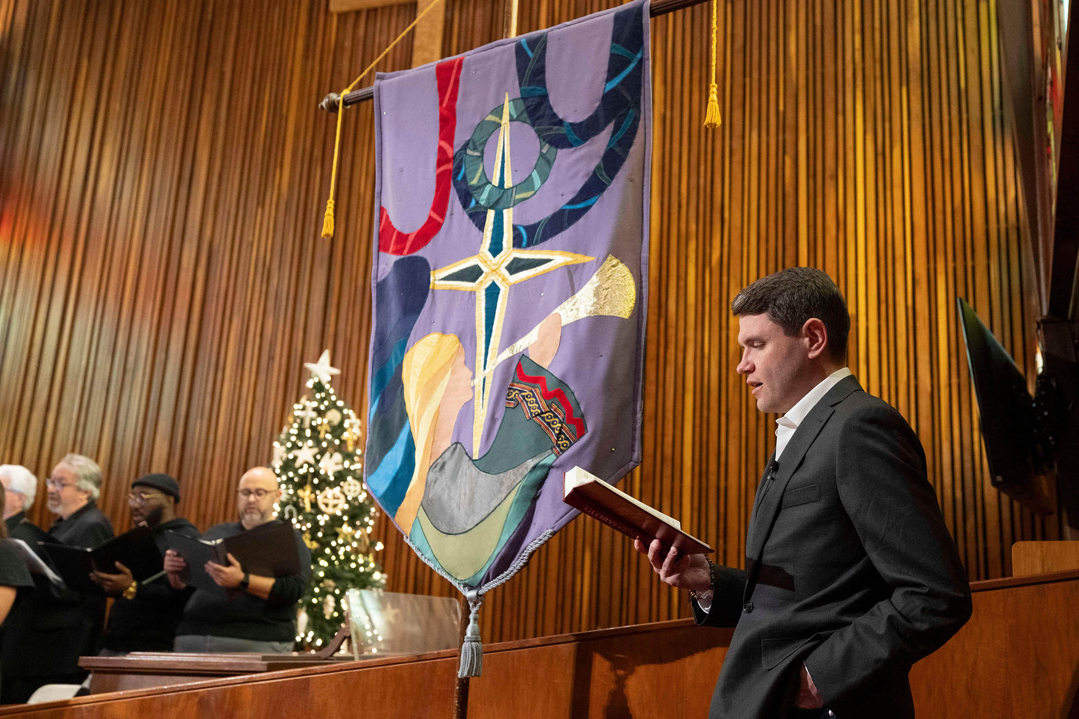 Talarico preaching at Central Presbyterian Church, Austin, in December