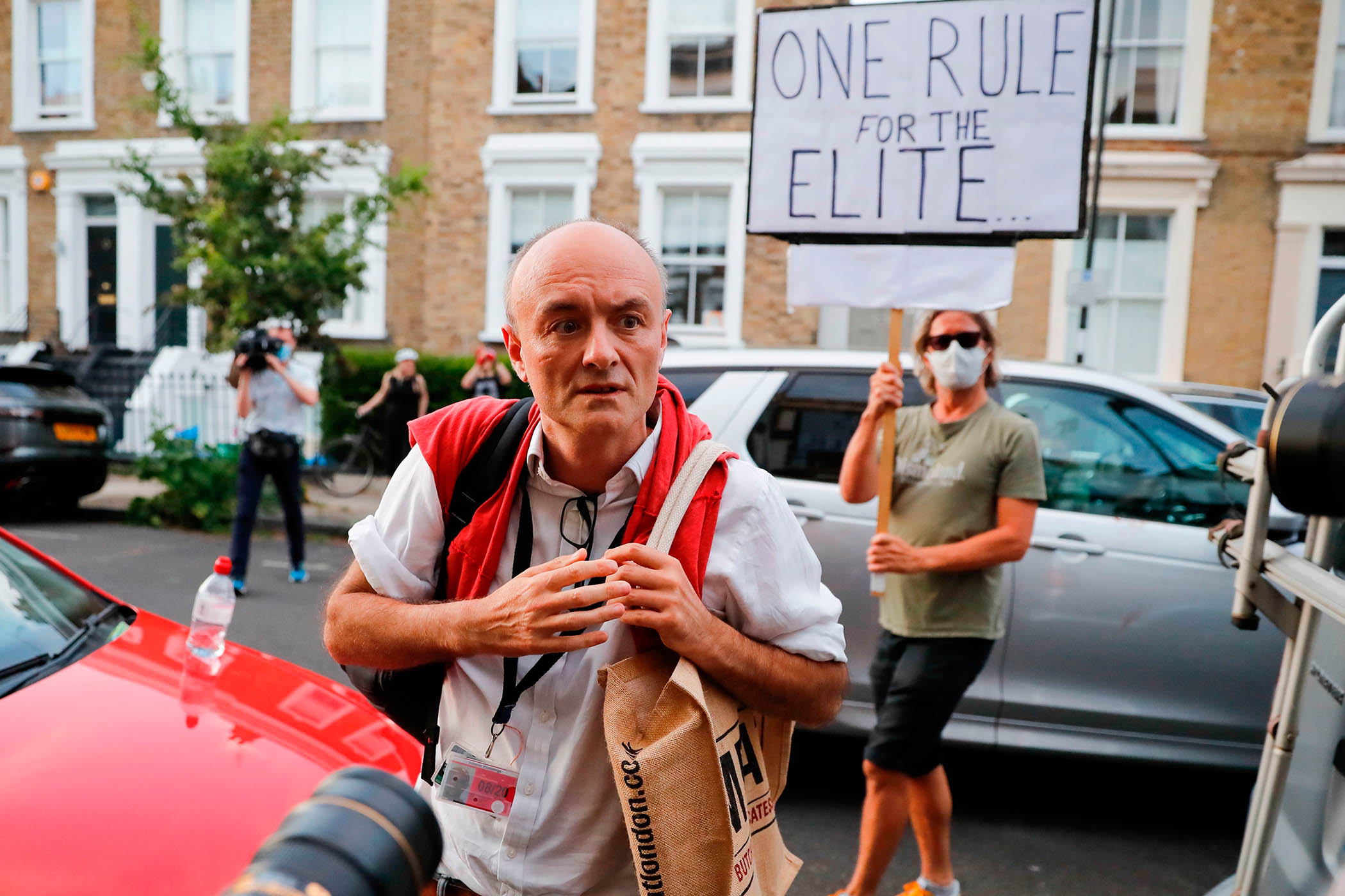 Cummings in May 2020 after speaking to the press following his trip to Barnard Castle during lockdown