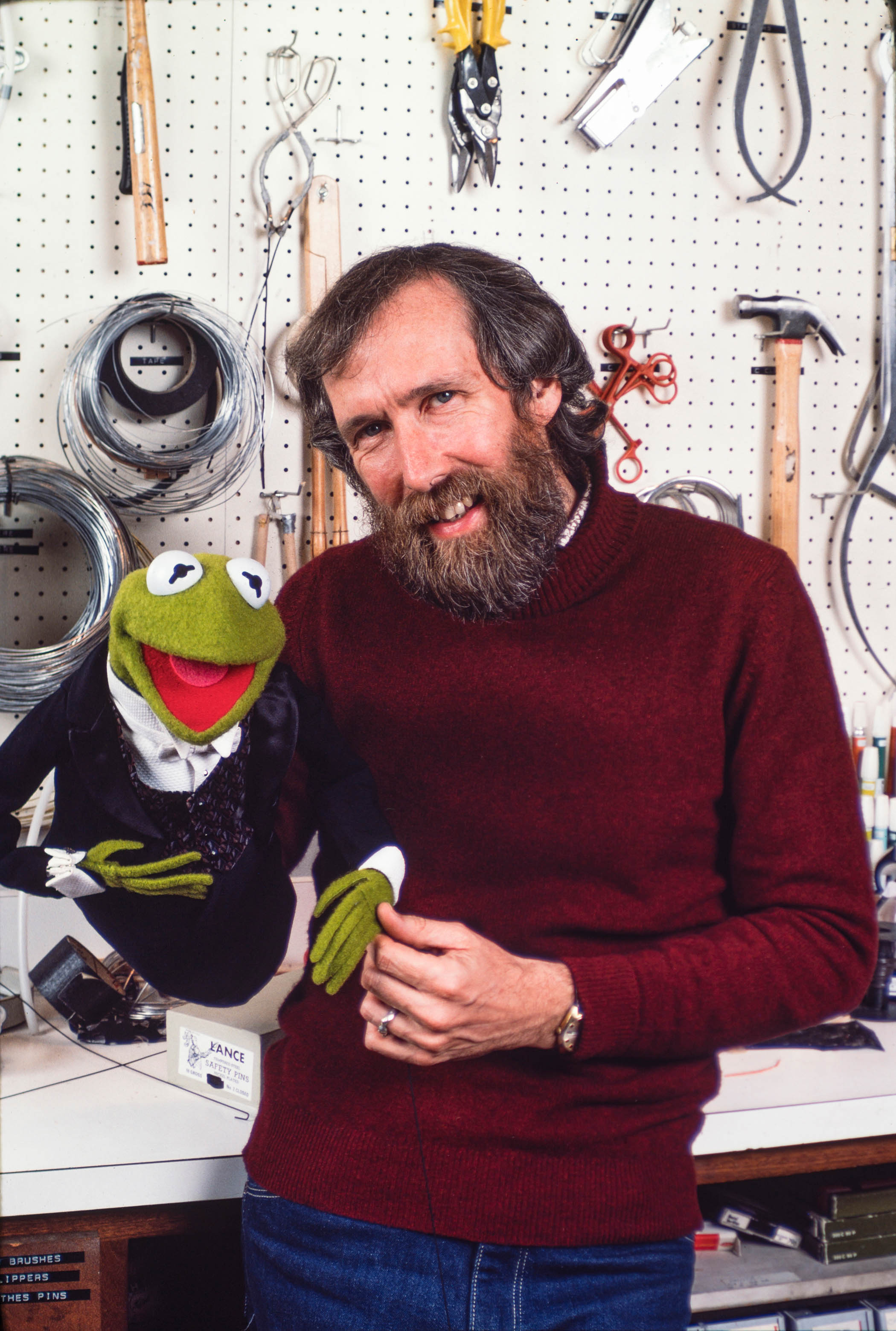 Jim Henson with one of his creations, Kermit the Frog, in 1983. (Photo by Brownie Harris/Corbis via Getty Images)