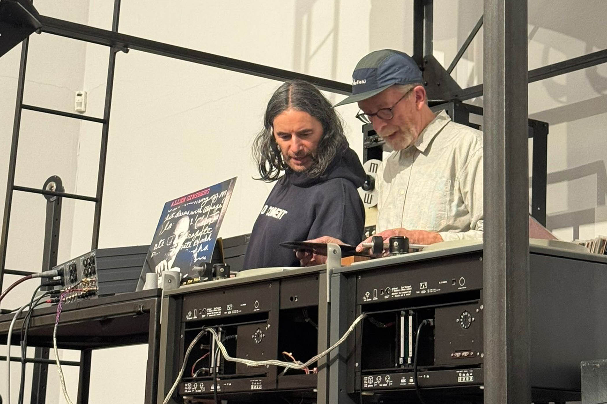 Sean O'Hagan with Laurence Passera, a collector of cinema audio systems
