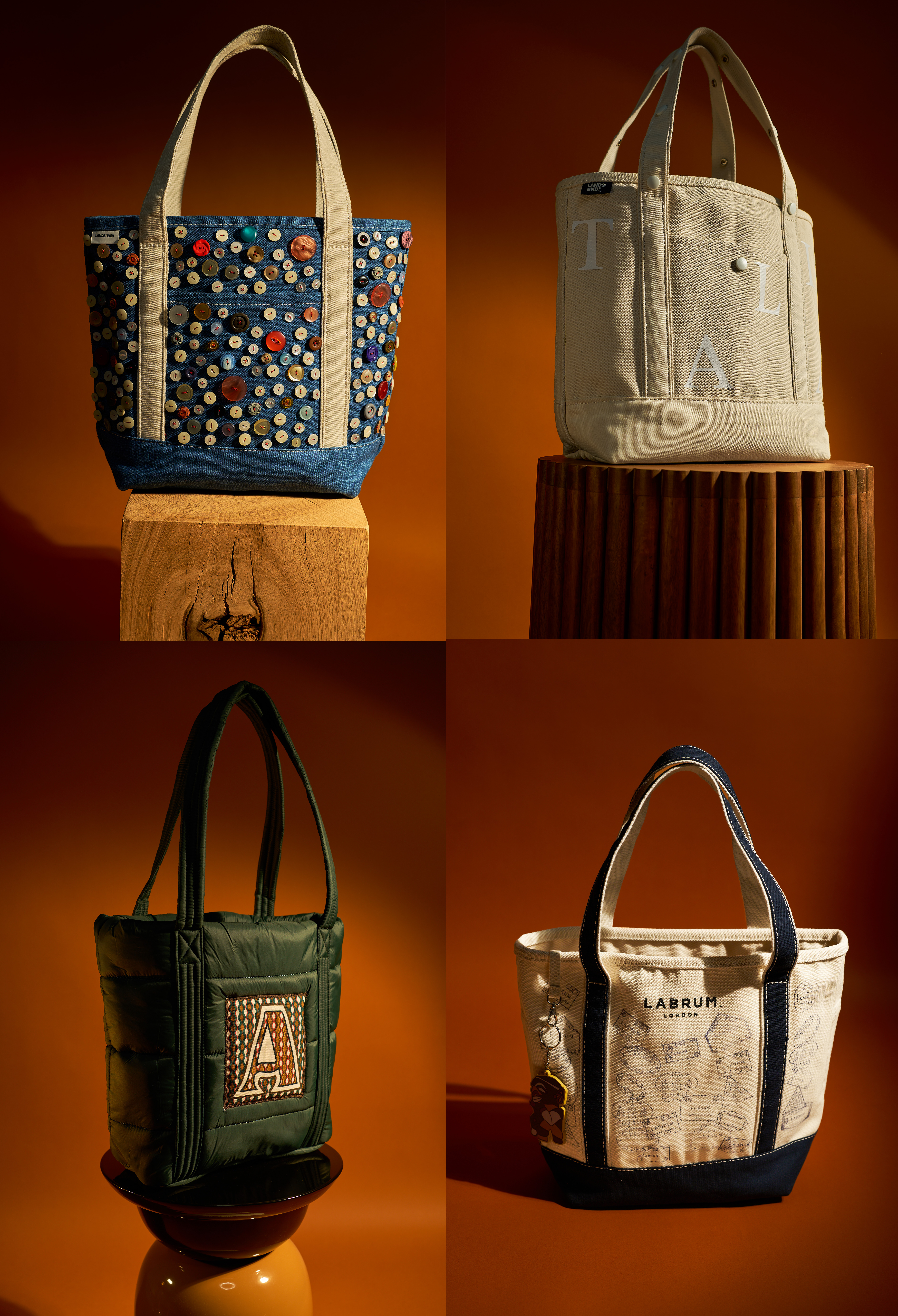 Totally brilliantLands’ End has teamed up with four of London’s big fashion talents; Labrum, Talia Byre, Ashish and Ahluwalia who have each reworked the brand’s signature canvas tote bag to reflect their personal style ethos – Ashish’s is decorated with more than 300 mother-of-pearl, vintage and dead-stock buttons, while Ahluwalia’s features embroidered detailing and her signature joy print. The limited-edition capsule launched this week with 100% of proceeds donated to Mentoring Matters, a non profit organisation dedicated to supporting personal growth, career development, and skills enhancement for individuals from underrepresented backgrounds seeking careers in creative industries. £69, Lands’ End