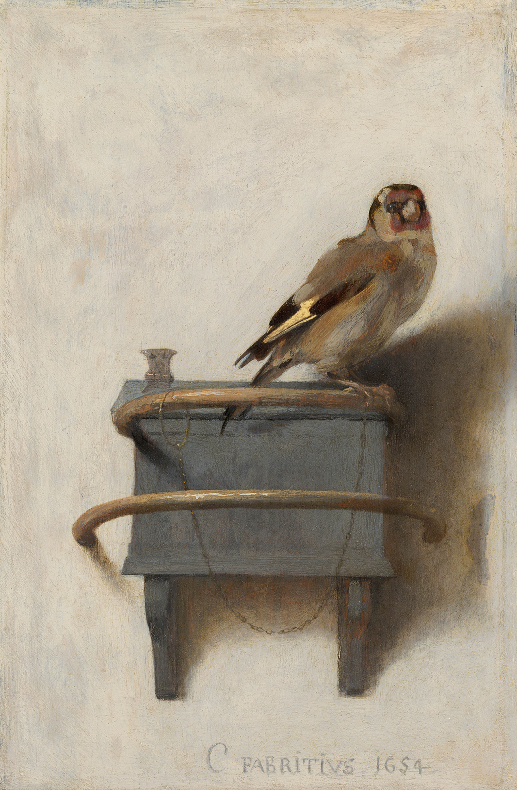 Carel Fabritius’s The Goldfinch, from 1654. Main image: a watercolour of a blue European roller’s wing by Albrecht Dürer