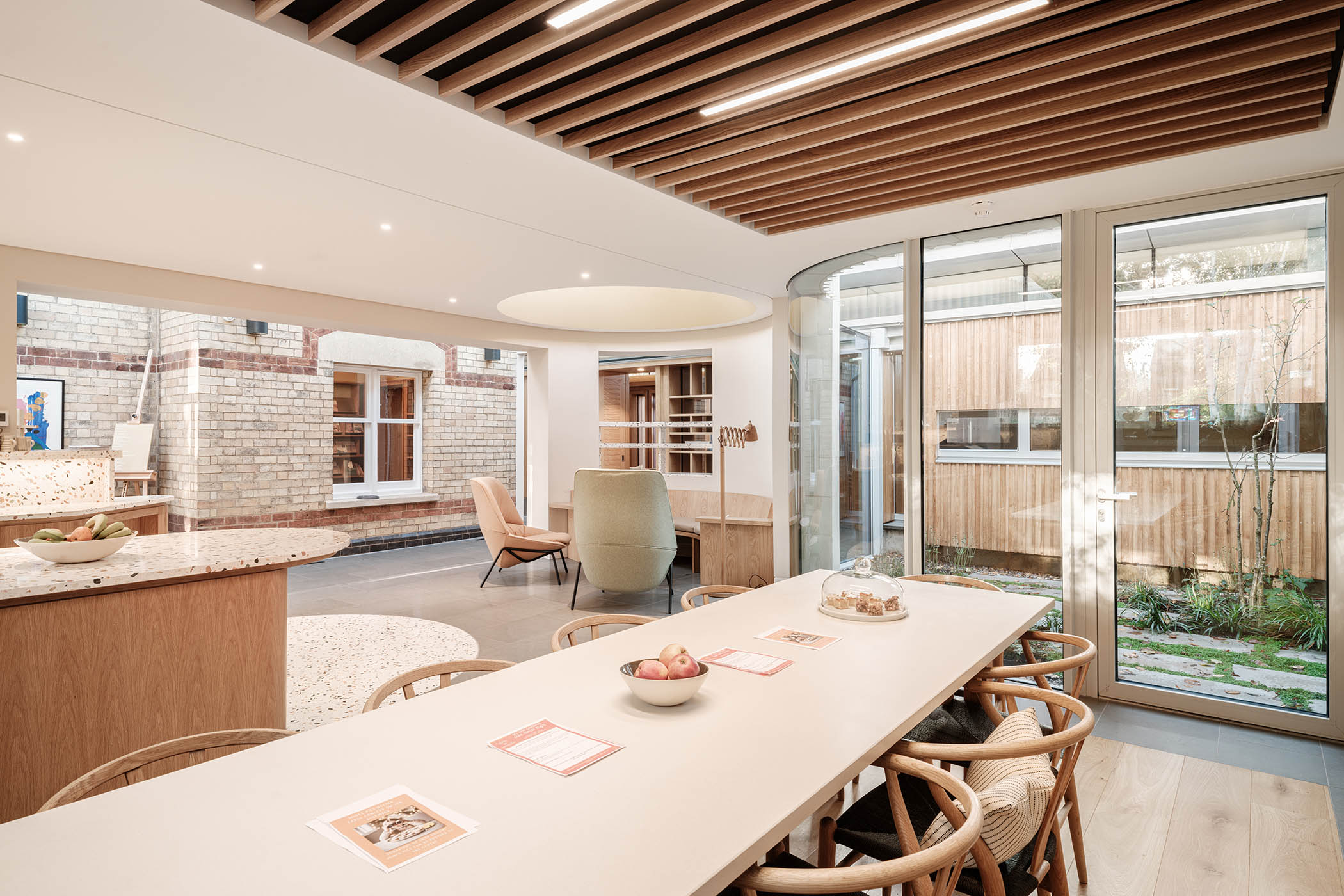 ‘Natural materials and soft colours create a sense of shelter’: the new kitchen, main image, the Victorian lodge and imposing Wellingtonia