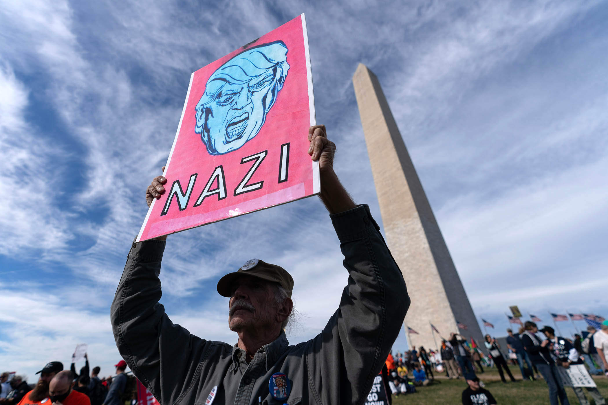A demonstrator in Washington in November 2025
