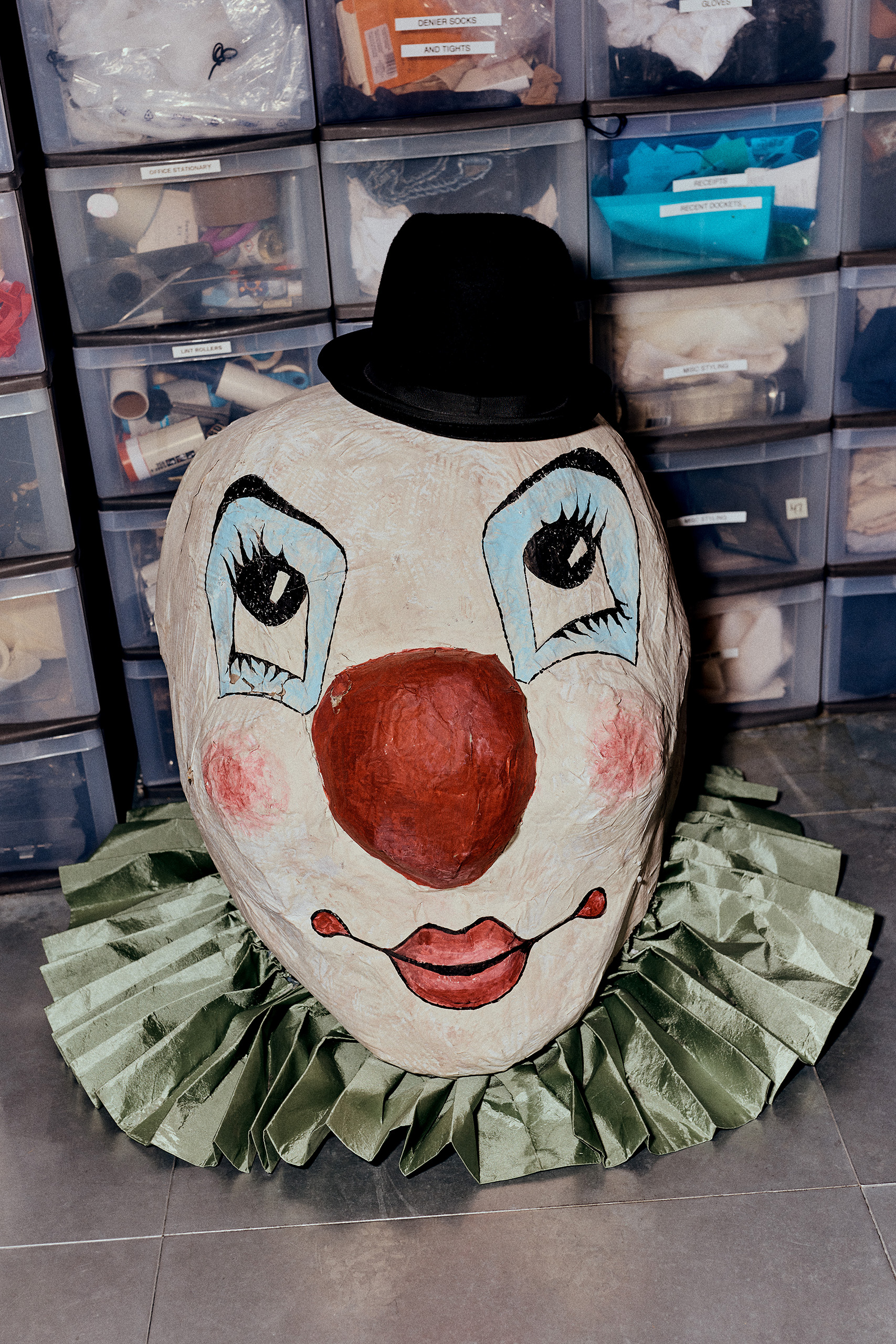 Heads-up: clowning around at Lambert's studio