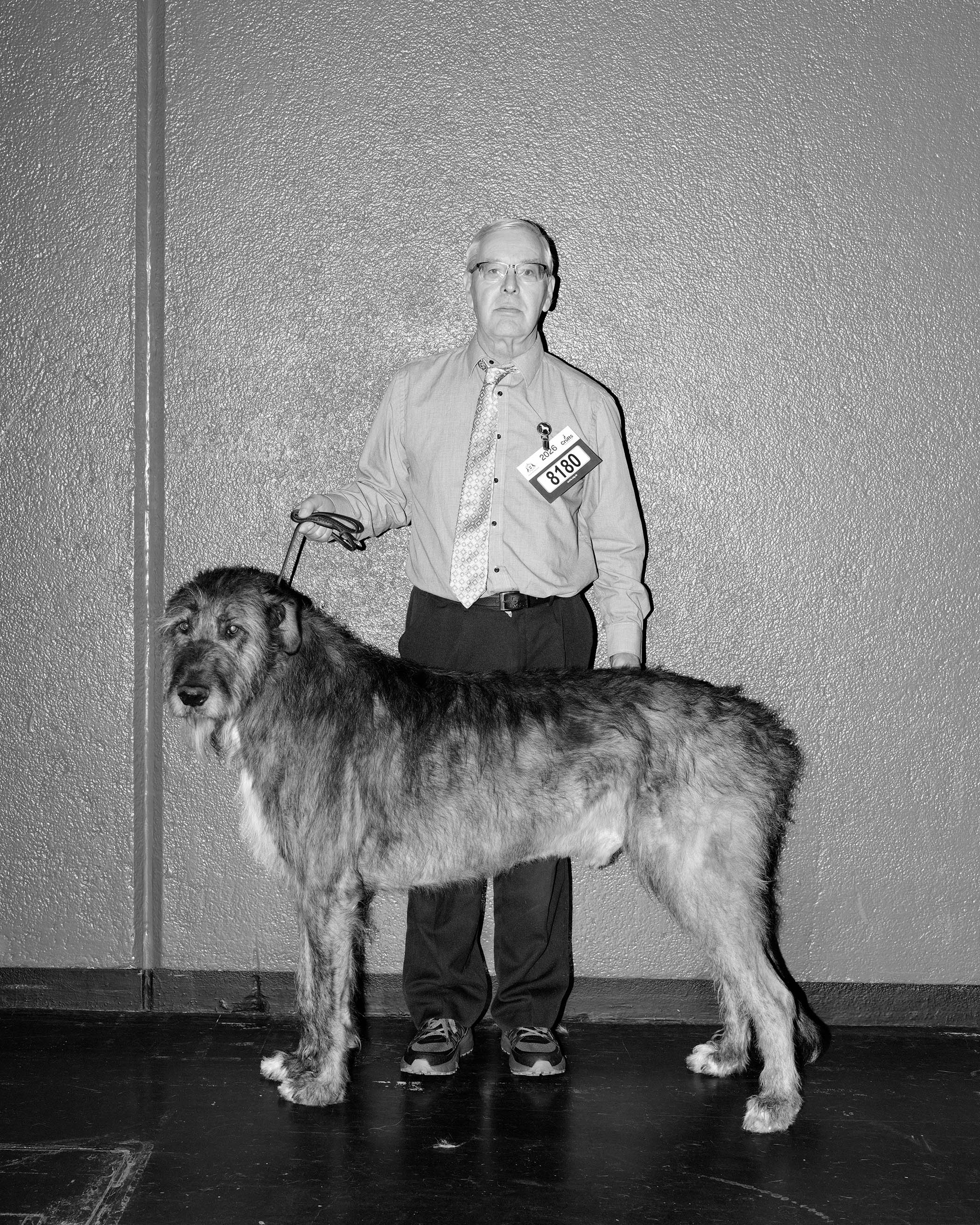 Irish wolfhound Reebus with his owner