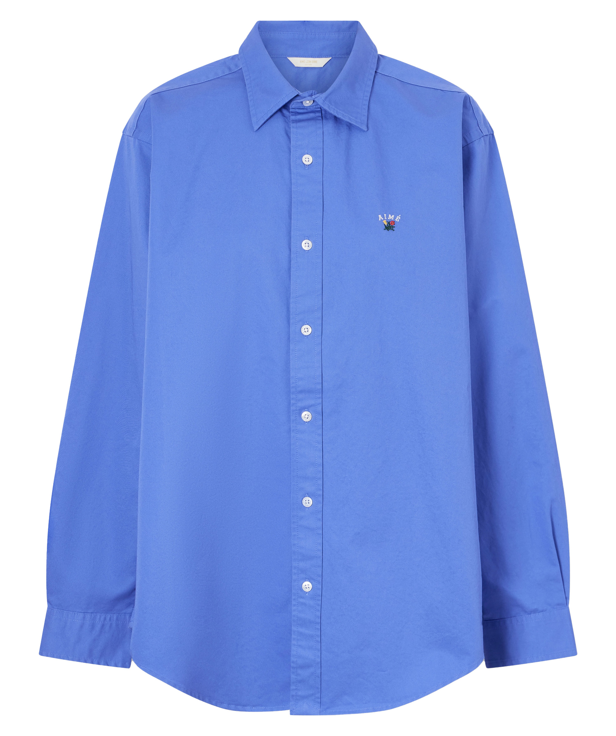 Logo embroidered mid-blue oversized shirt, £290, Aimé Leon Dore (Net-a-Porter)