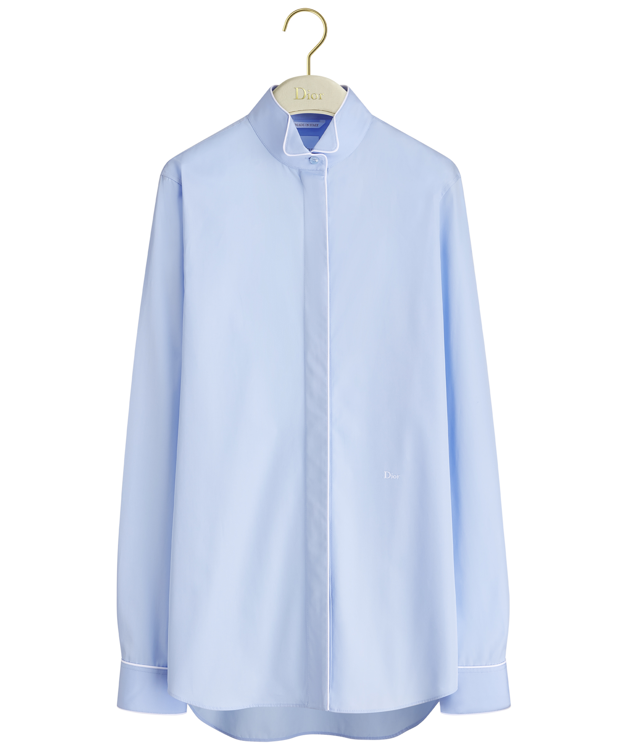 Wing-collar blue cotton shirt, £1100, Dior