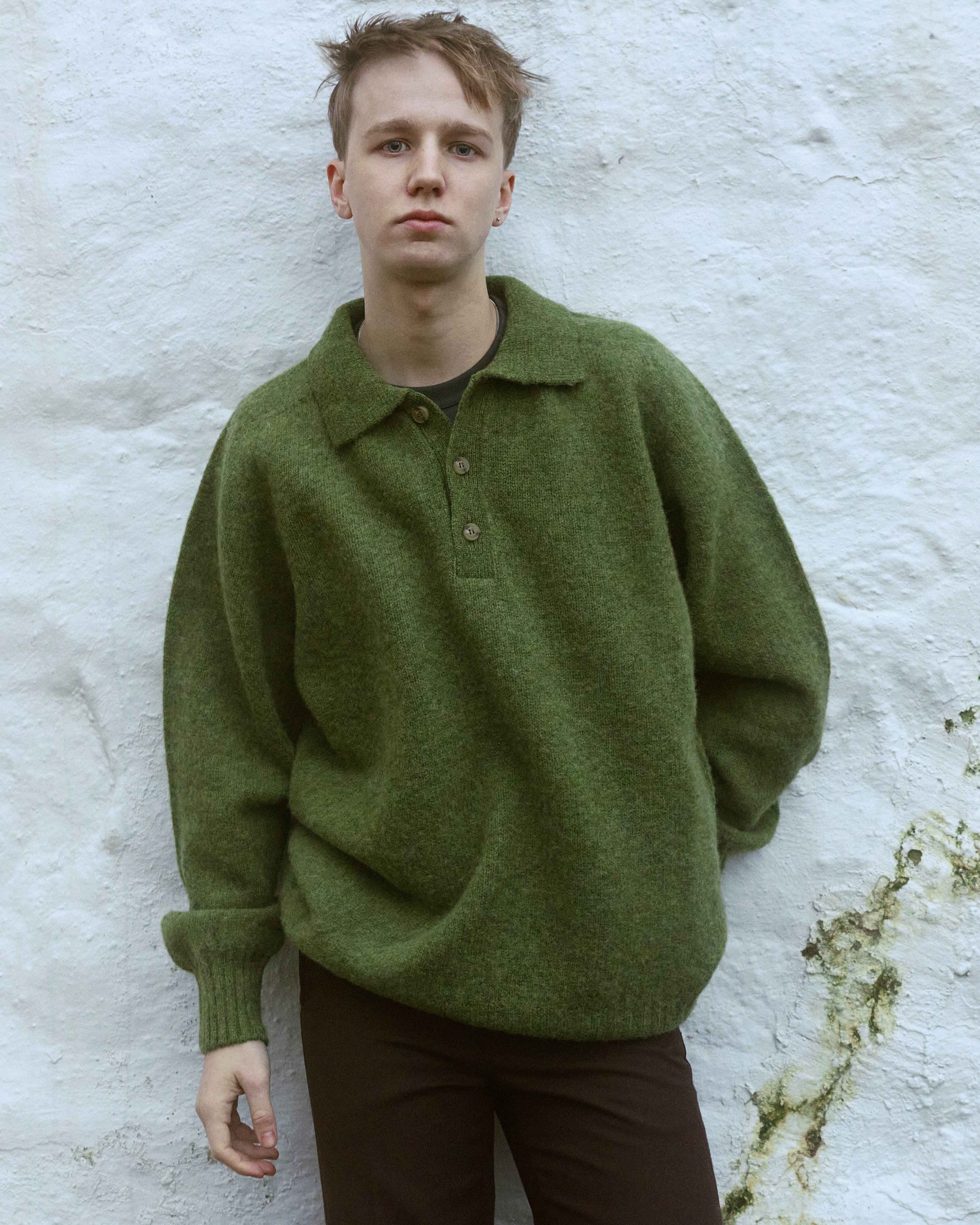 Fred Wallwork, 18, student and aspiring actor: Fred has lived on Skye since he was six weeks old. He wears Lewis brushed Shetland polo in lambswool by Kestin