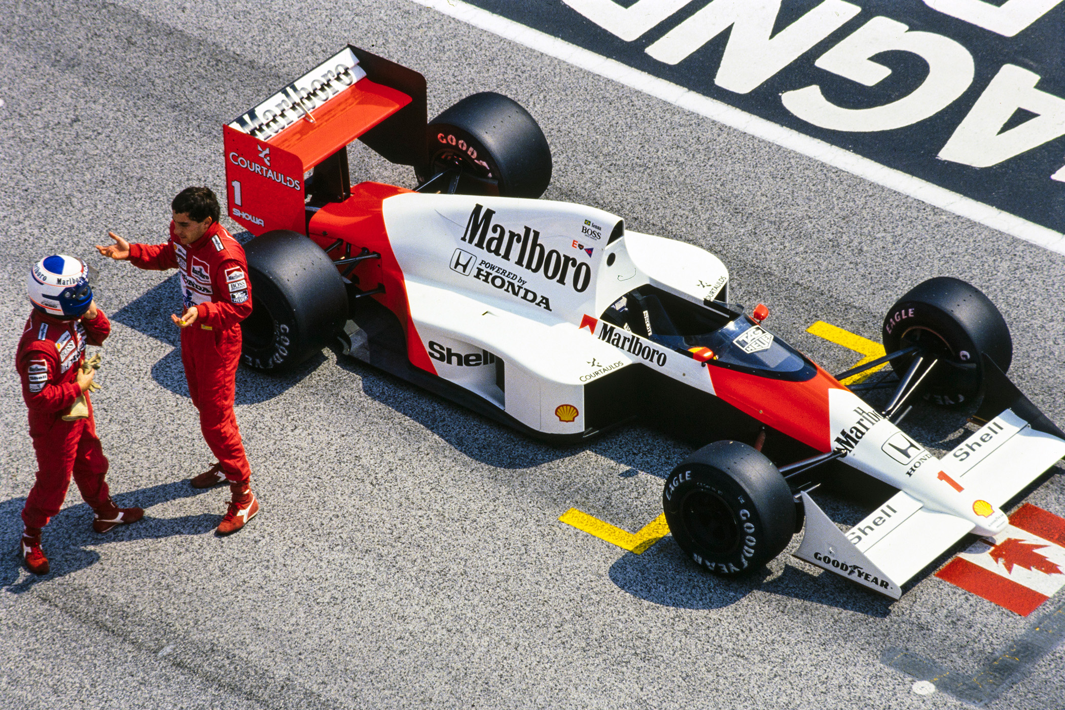 Prost and Senna on the grid at Imola in 1989