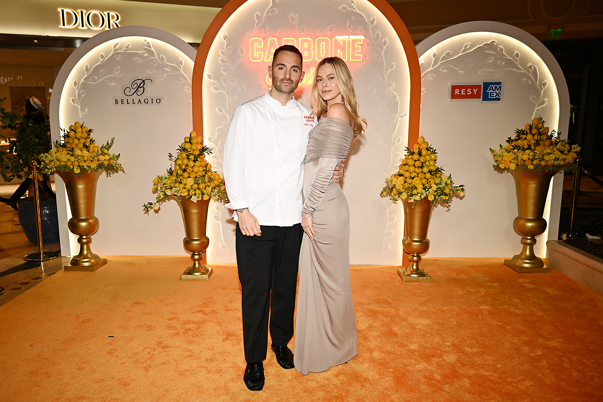 Chef Mario Carbone and Cait Bailey at the opening of the Las Vegas offshoot of his Carbone restaurant empire.