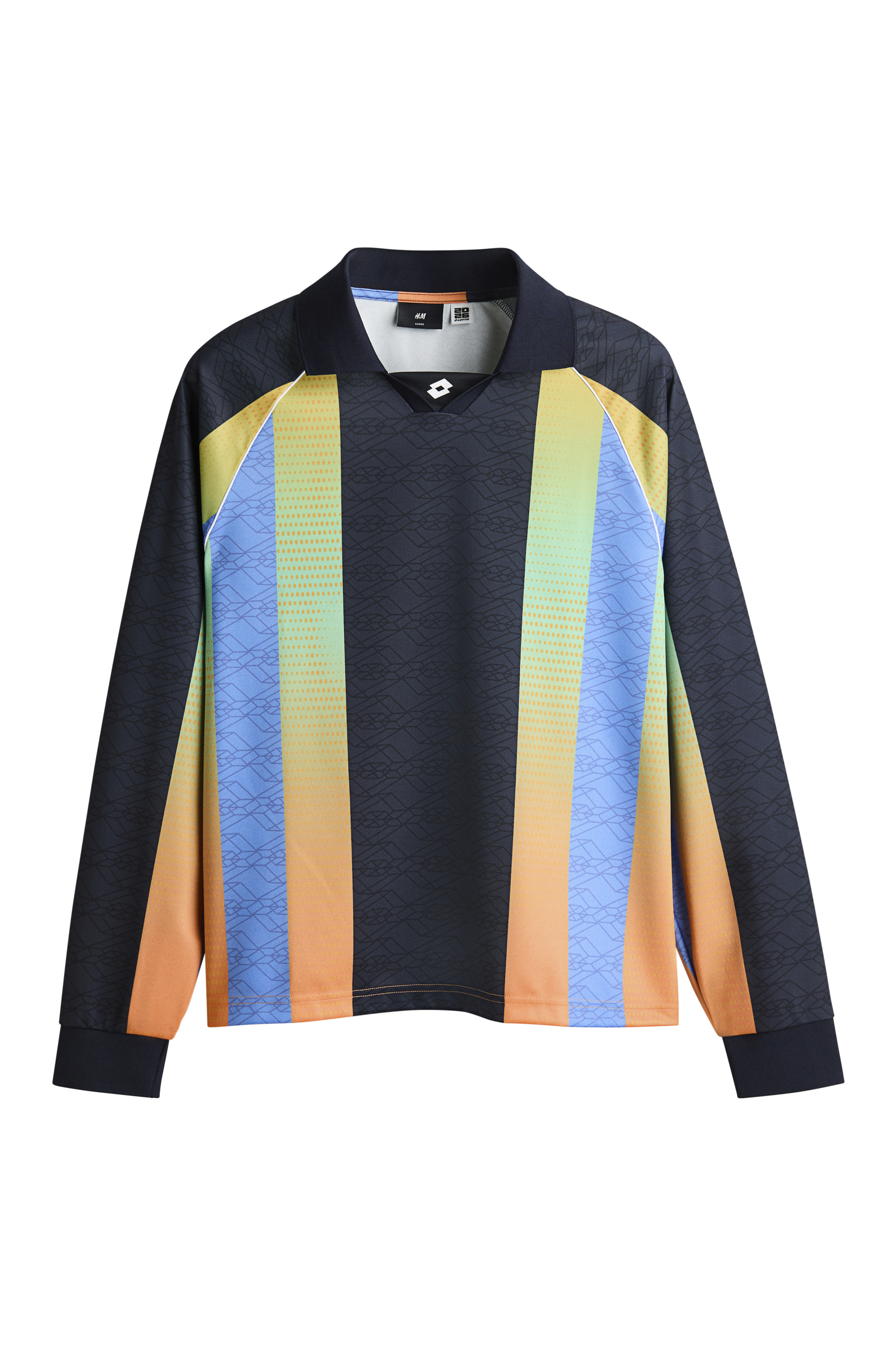 Scorelines: H&M’s collab with heritage Italian sportswear brand Lotto is perfect supporter wear if you can’t pick a team; it dials into a 1970s football aesthetic, mixing it with streetwear. The full collection takes inspiration from everyone at a match – from players and fans to the referee. £32.99, H&M