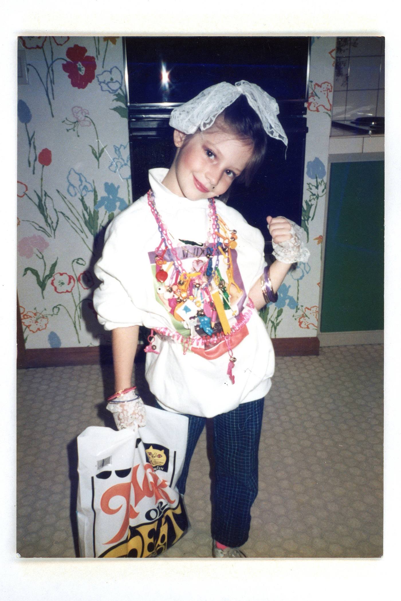 A young Lauren Elkin in full Cyndi Lauper mode