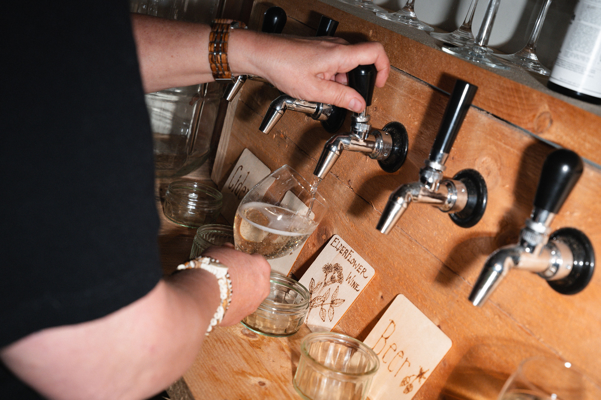 ‘We have elderflower wine on tap from a barrel we made last year’