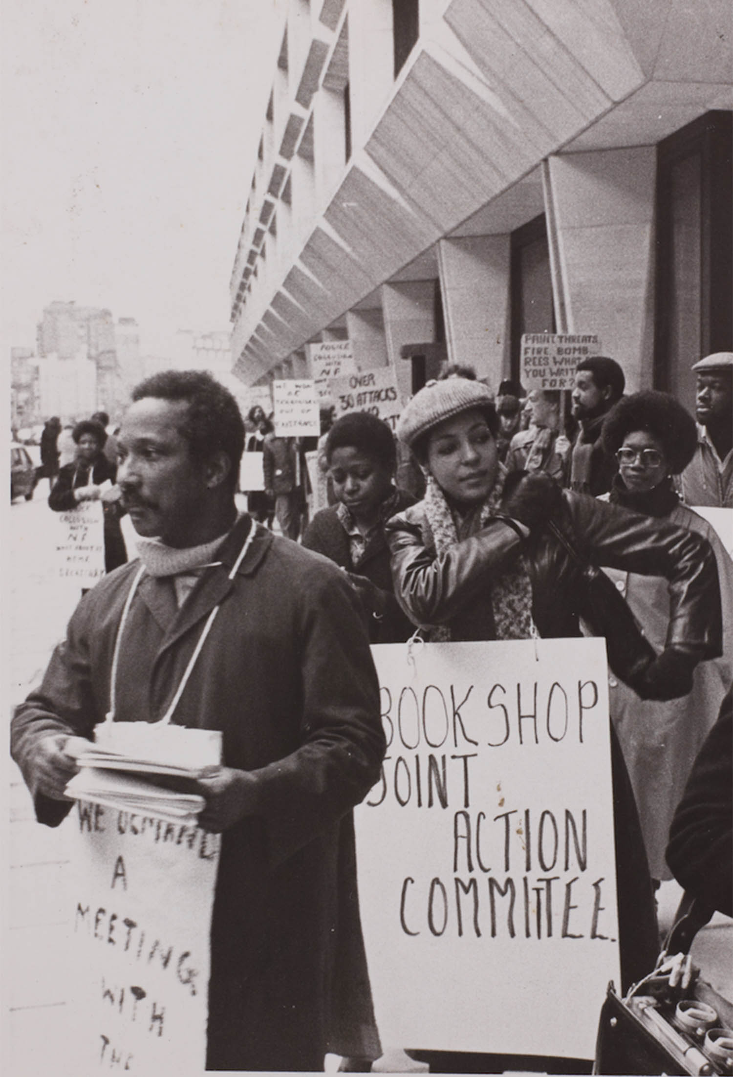 Eric Huntley, left, demonstrating in London in the 1980s