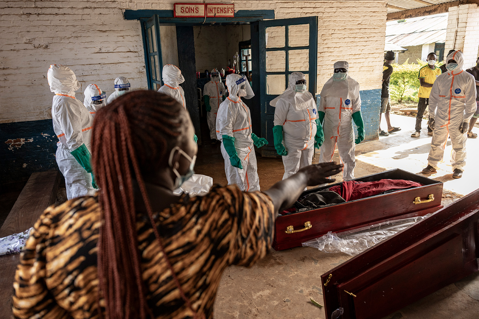 Coffins are prepared at the Mongbwalu hospital