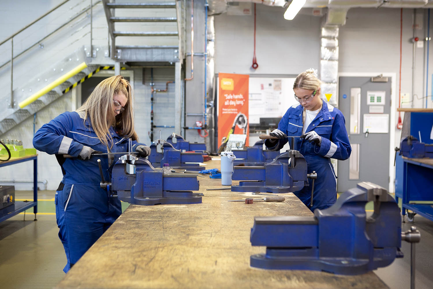 Apprentices at BAE Systems Academy for Skills and Knowledge (SASK) in Barrow-in-Furness in Cumbria, England