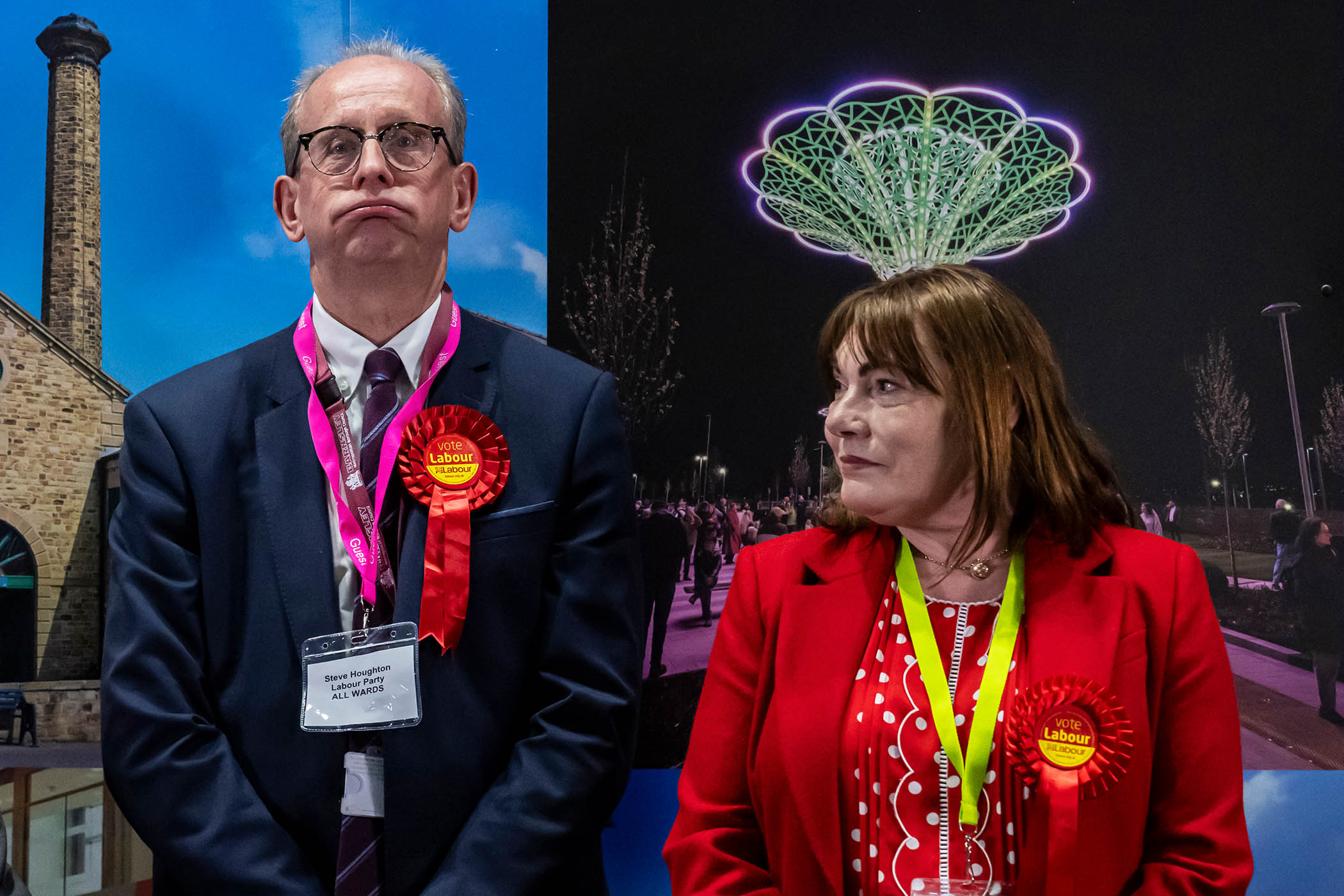 Steve Houghton, Labour leader of Barnsley council, breathes a sigh of relief after retaining his seat in the Cudworth ward
