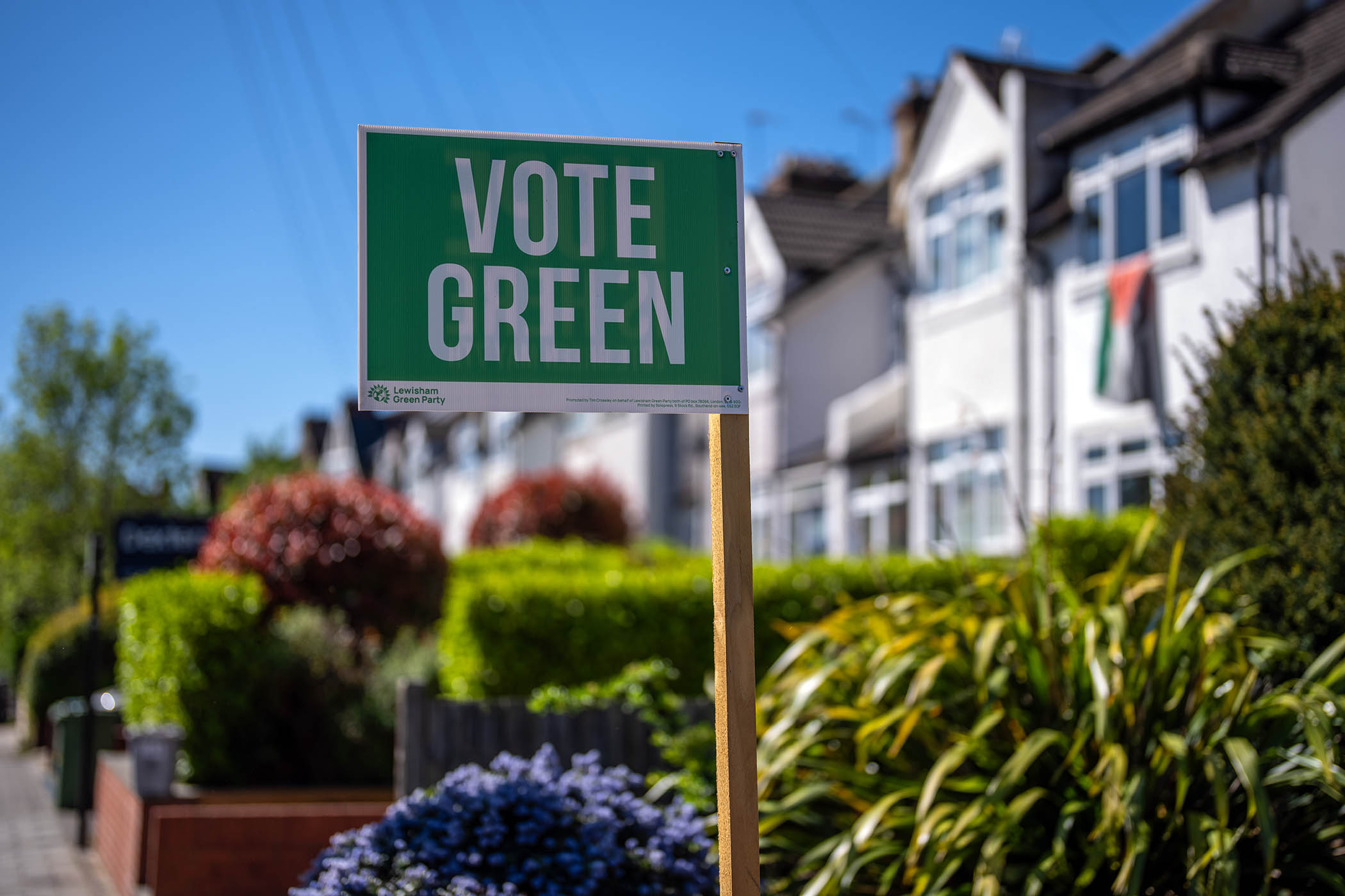 A Green Party placard outside a property in Lewisham, south east London