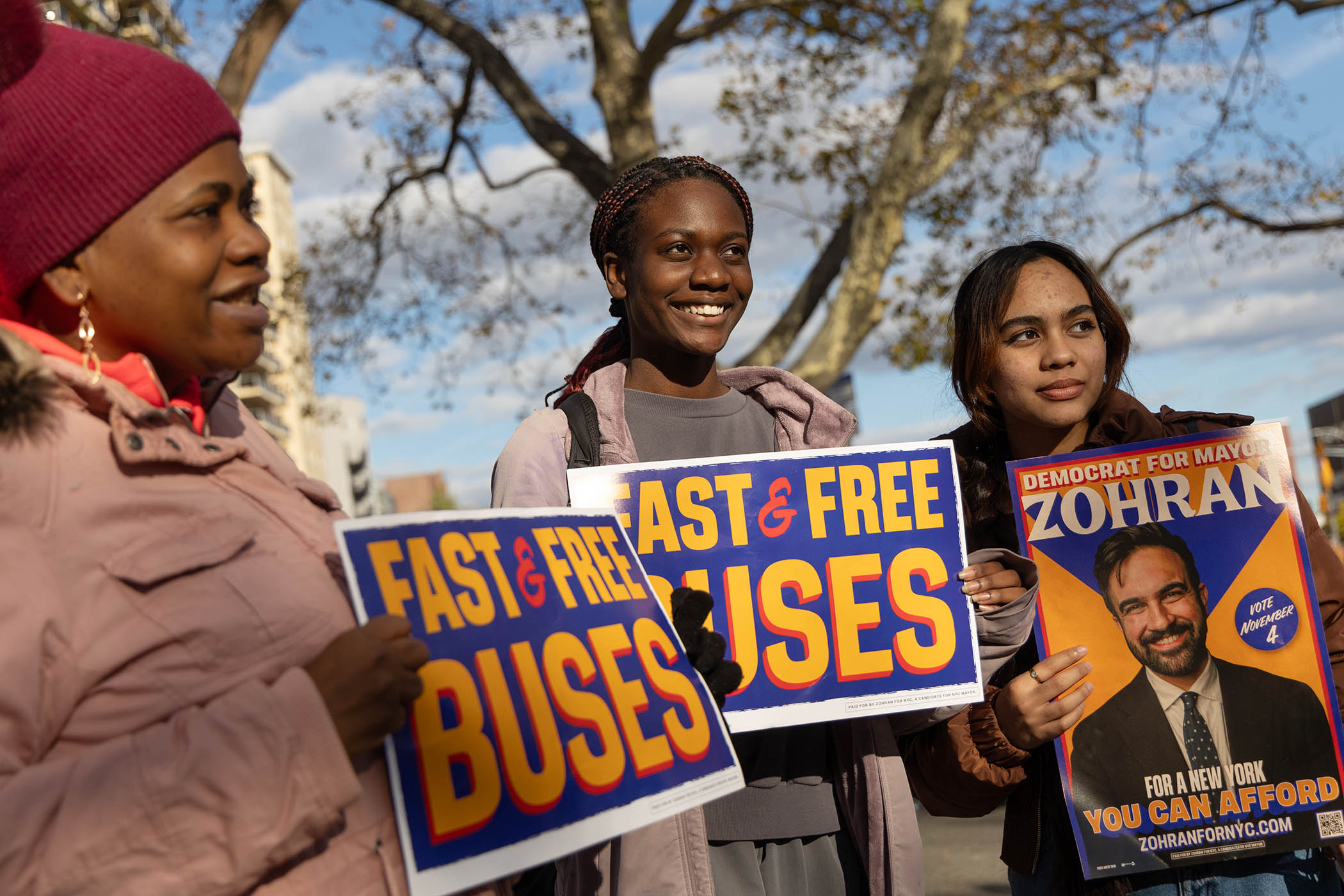 Mamdani supporters in the bourough of Queens attend a last-minute canvassing rally