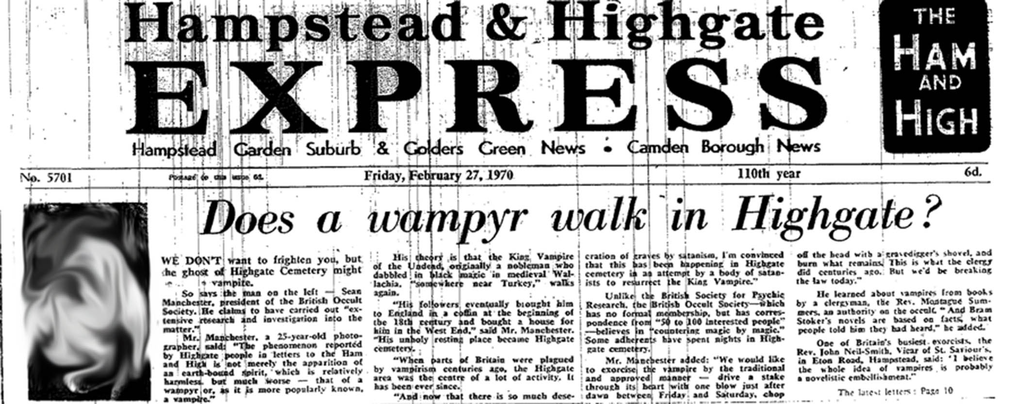 Hampstead & Highgate Express front page, 27 February 1970