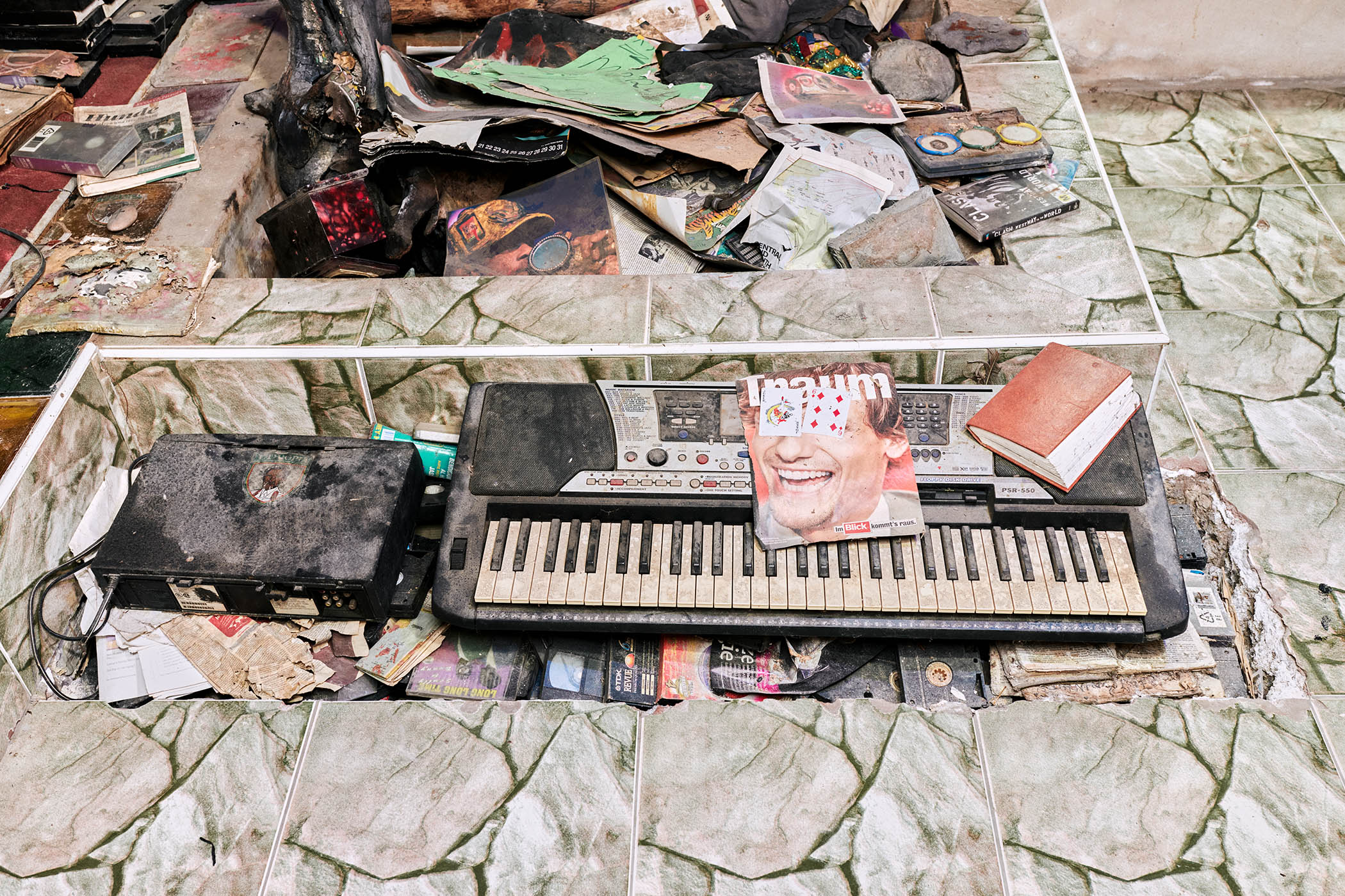 Instruments and ephemera in Perry’s studio