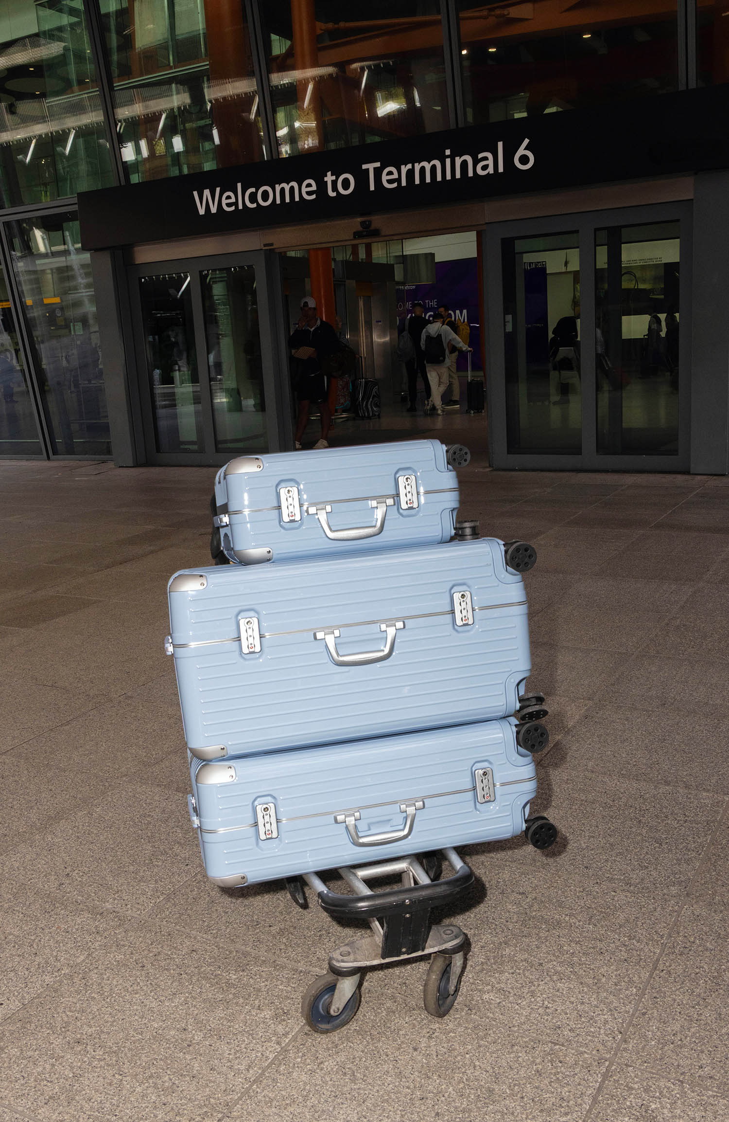 Sky blue suitcase set by Rimowa