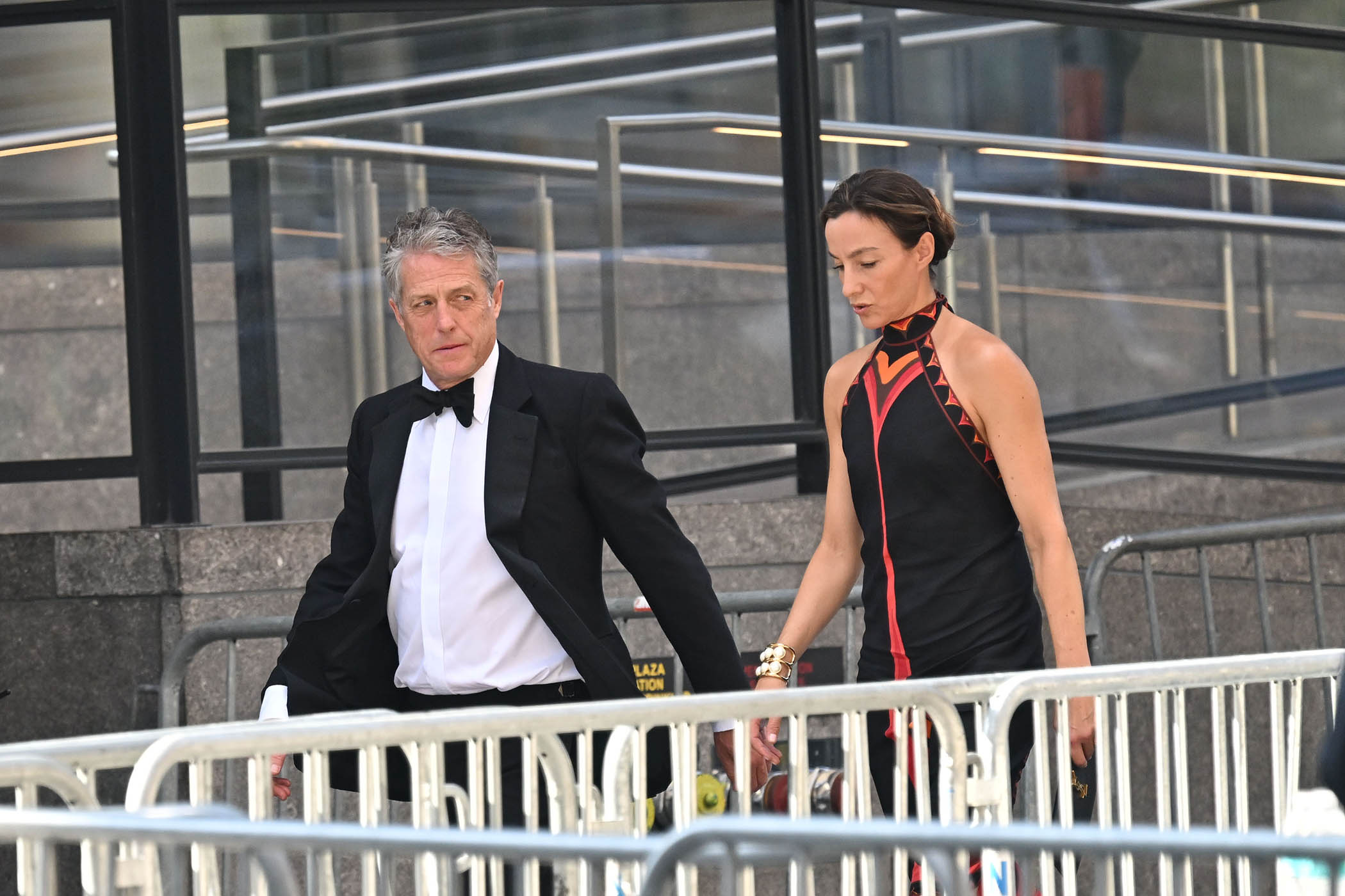 Hugh Grant and Anna Elisabet Eberstein arrive for the two-day wedding extravaganza