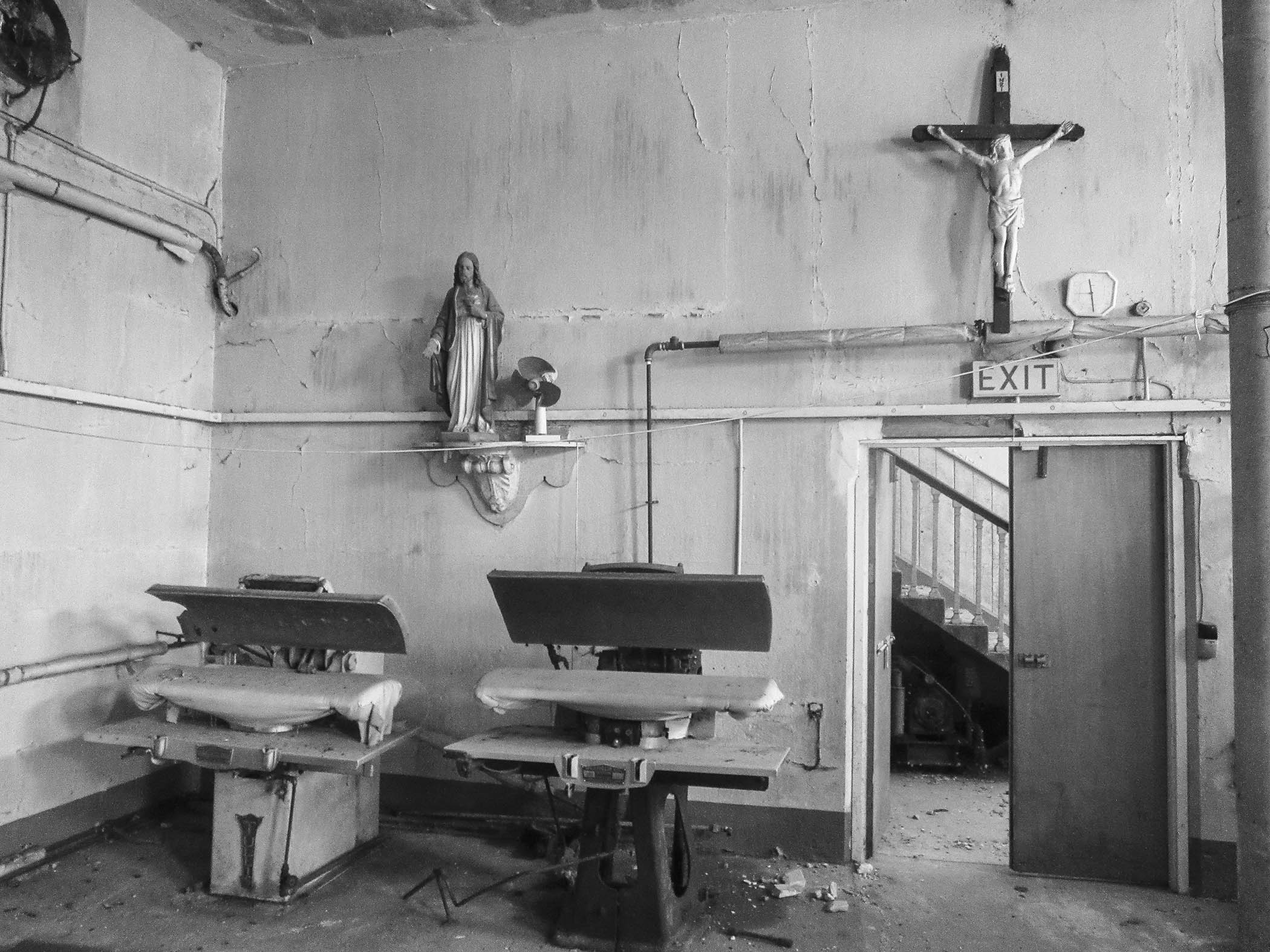 An ironing room at Donnybrook laundry
