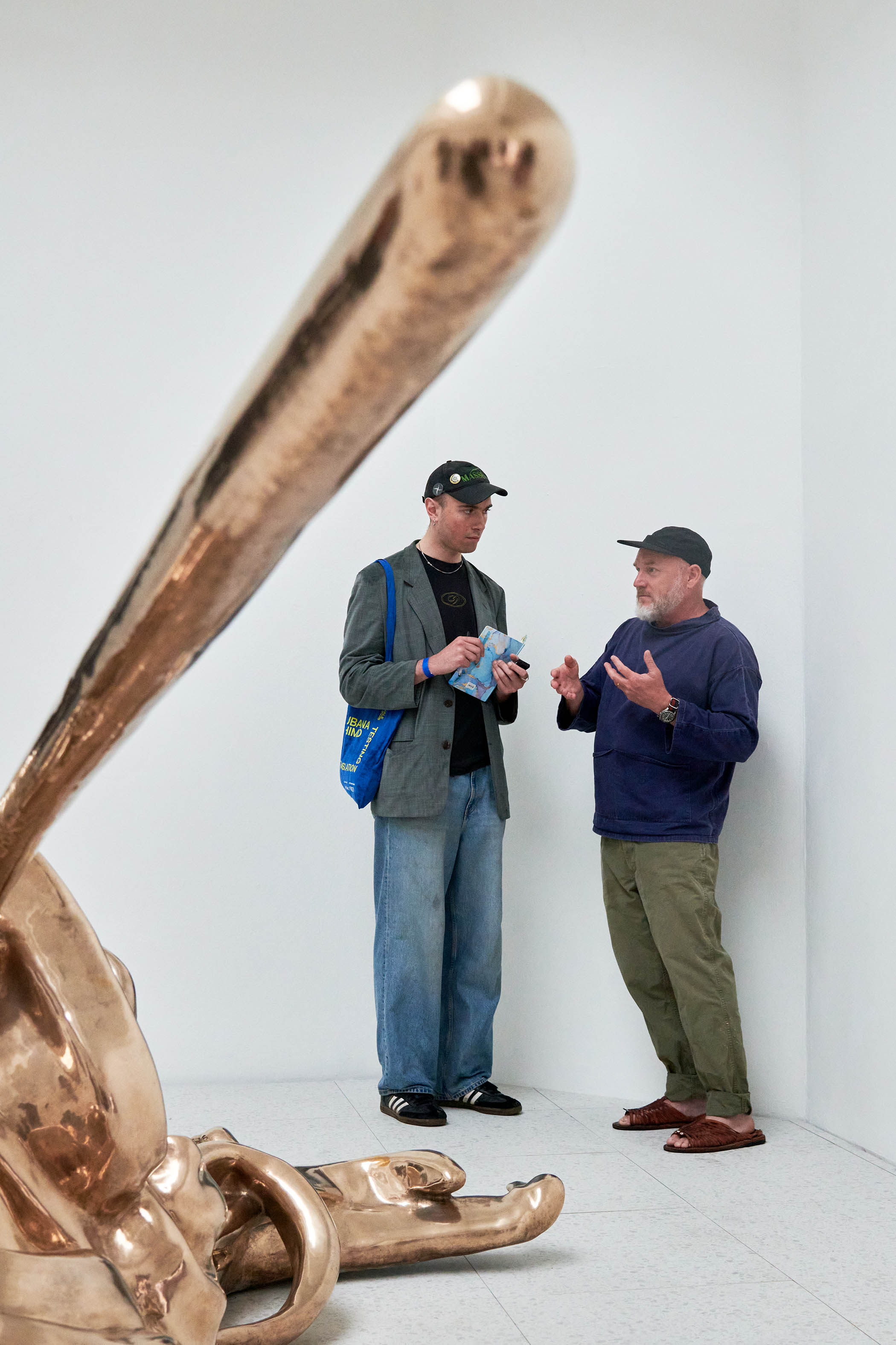 Miles interviewing Alma Allen at the USA Pavilion, Venice Biennale, 2026, Italy, Colin Dutton