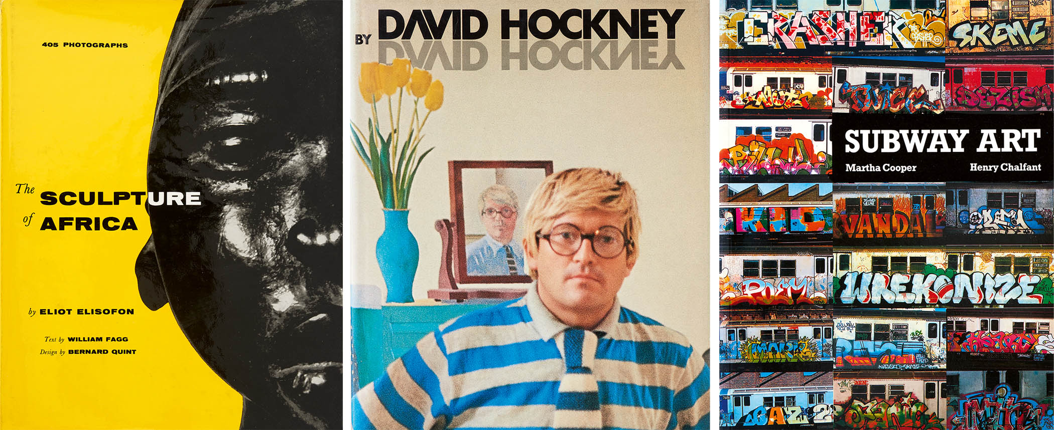 Thames & Hudson's catalogue includes The Sculpture of Africa (1958), David Hockney by David Hockney (1976) and Subway Art (1984). 