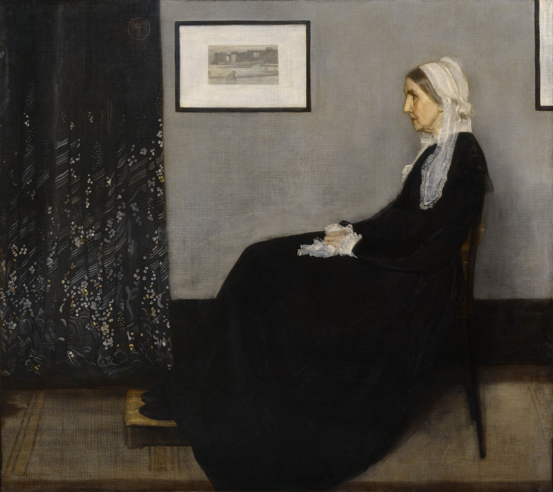 Arrangement in Grey and Black No 1, AKA Whistler’s Mother, below, is ‘as self-consciously composed as she is’