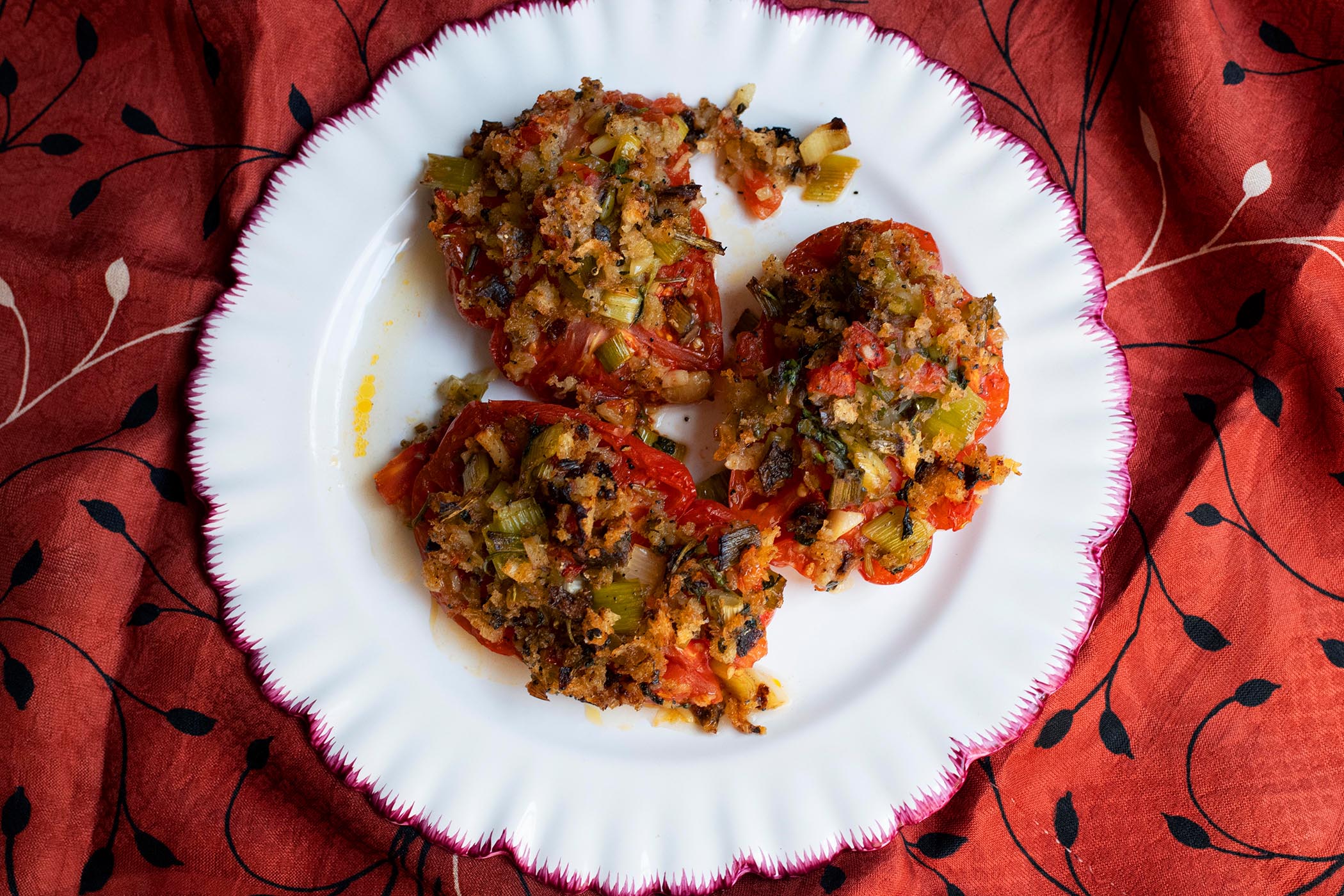Nigel Slater’s midweek dinner: baked tomatoes, anchovy, basil