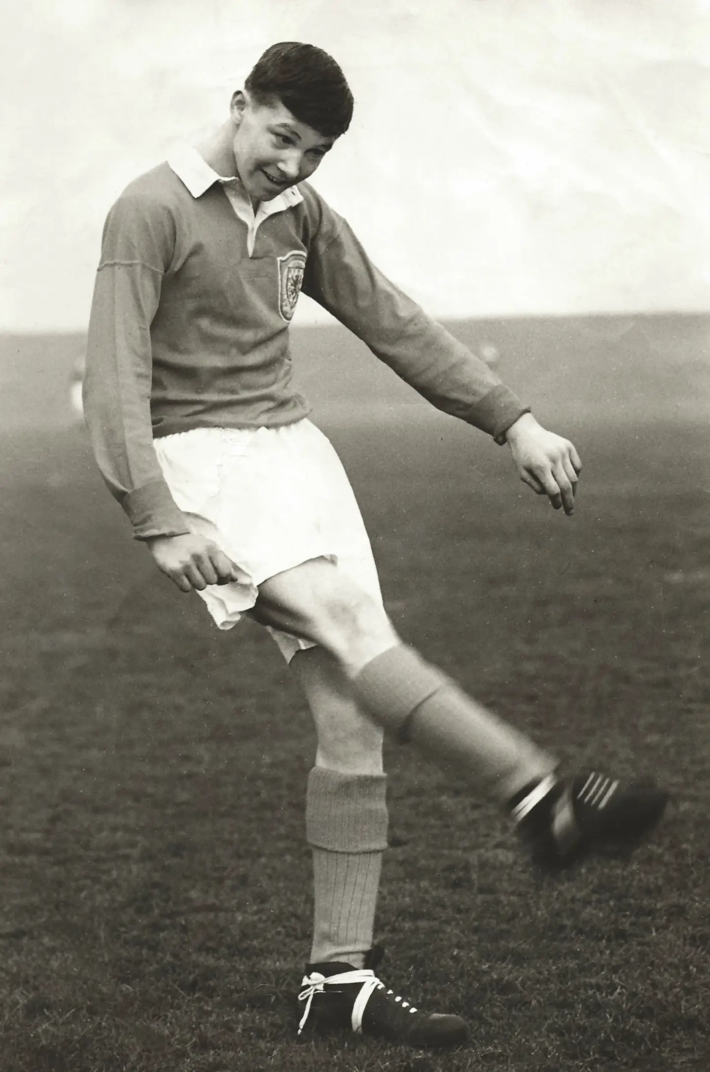 Alex Ferguson warming up for the Scotland youth team in the 1950s