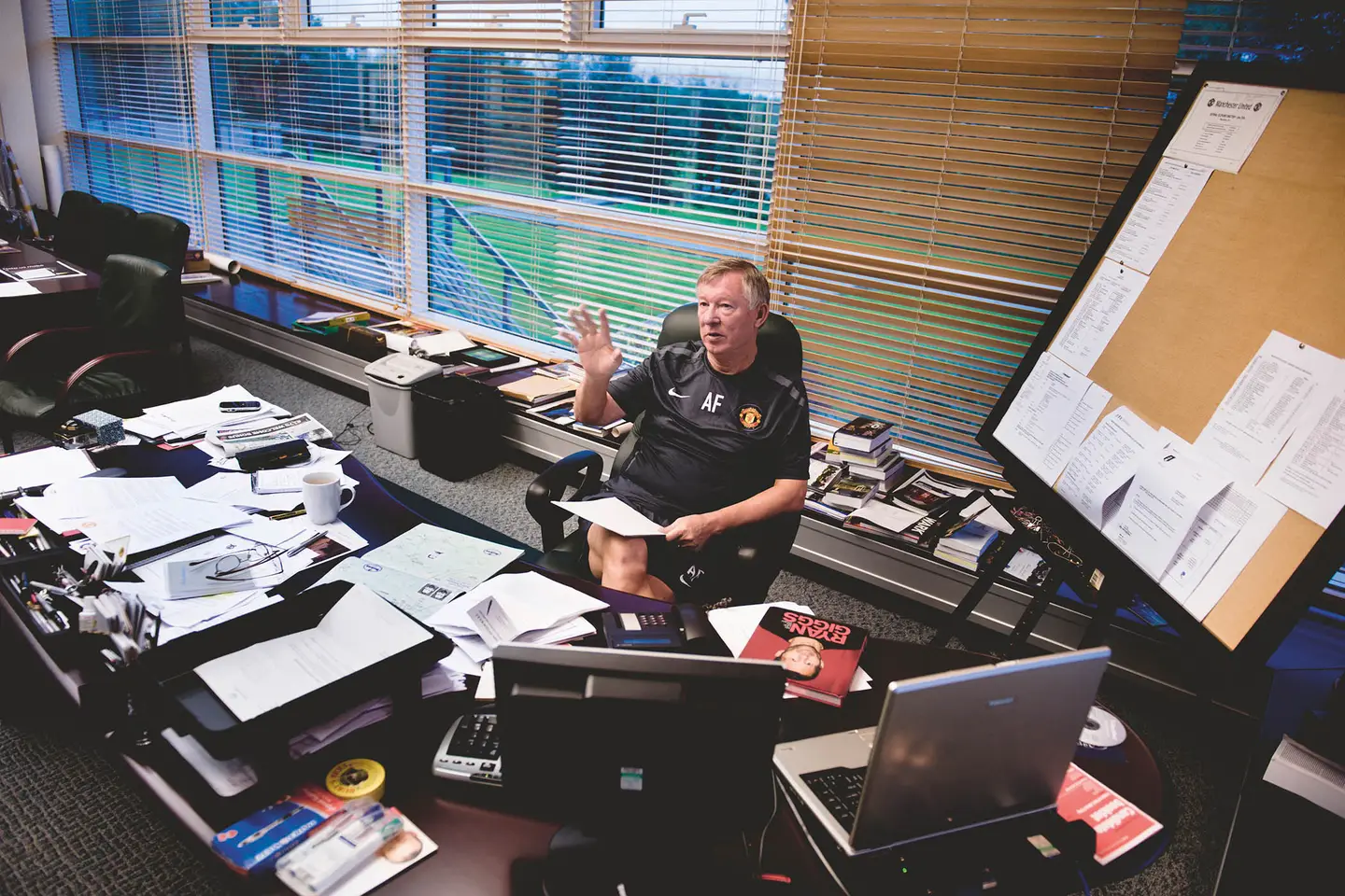 Alex Ferguson in his Manchester United managerial office in 2010
