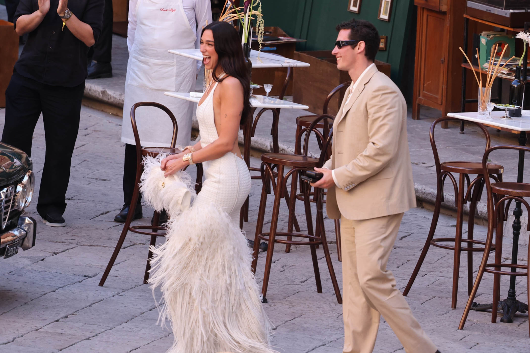 Dua Lipa and Callum Turner in Sicily